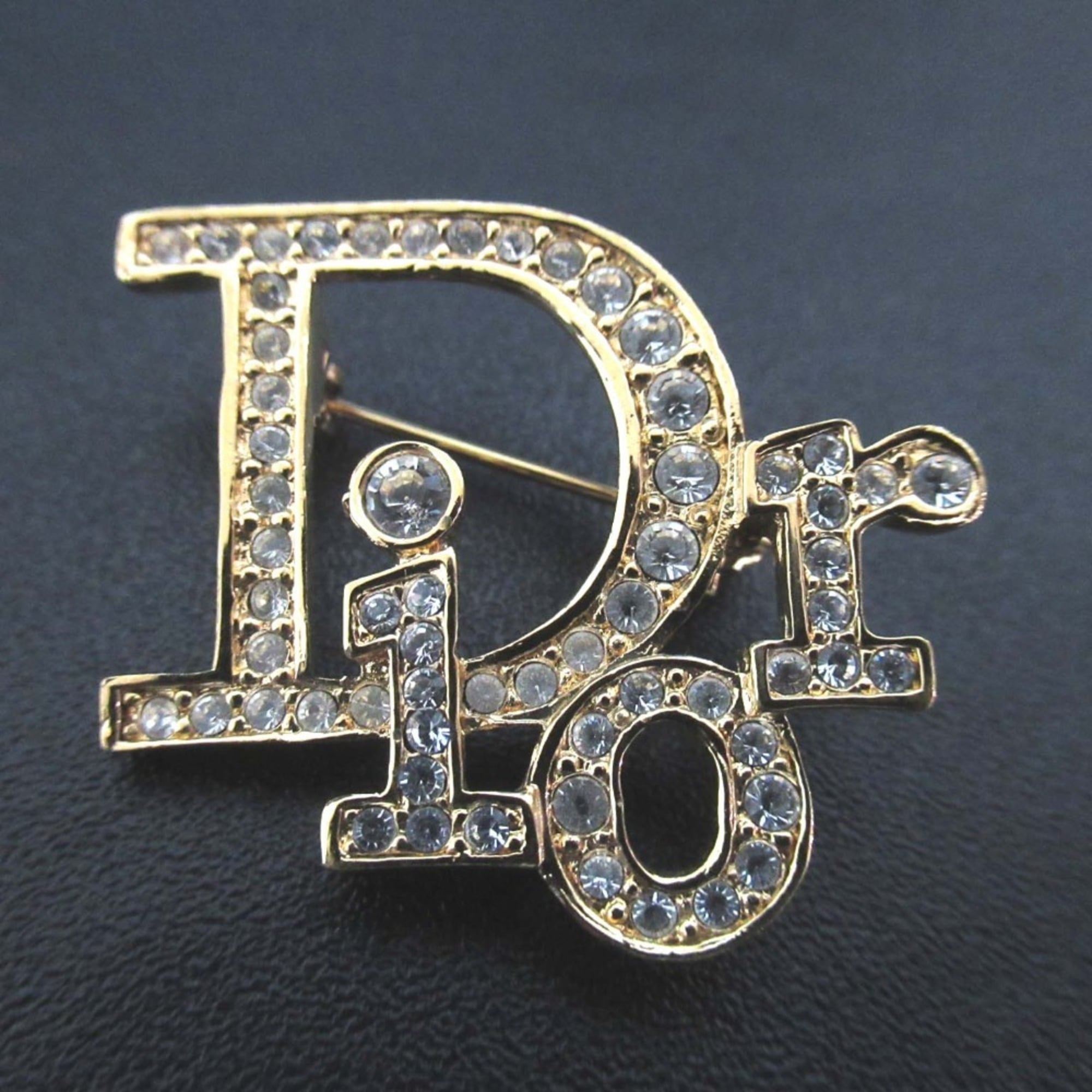 Christian Dior Vintage Logo Brooch GP Gold Color Women's