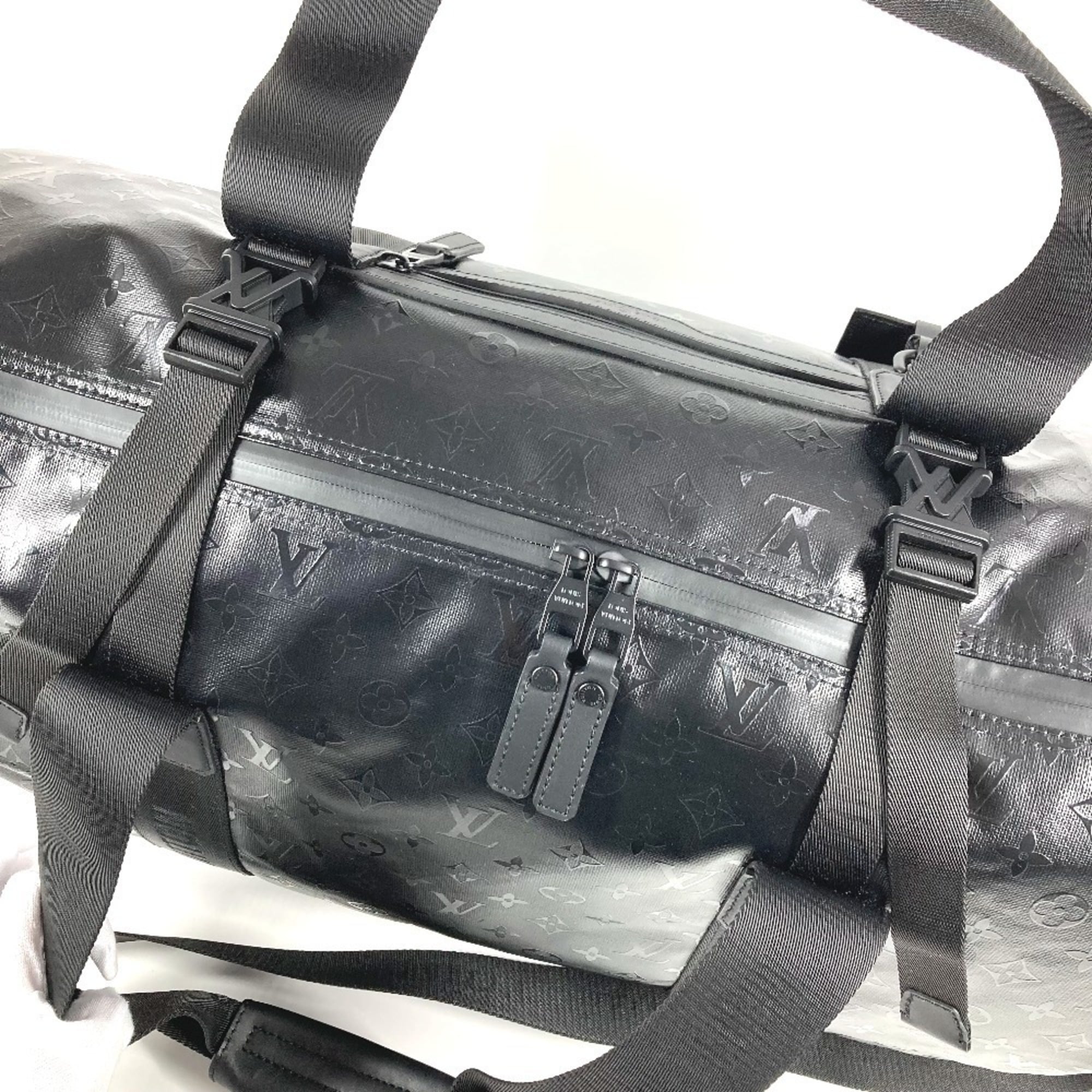 LOUIS VUITTON M23786 LV SKI Monogram Storm Keepall 55 Travel Bag, 2-Way Shoulder Bag/Boston Leather, Men's/Women's, Black, Like New — Like New