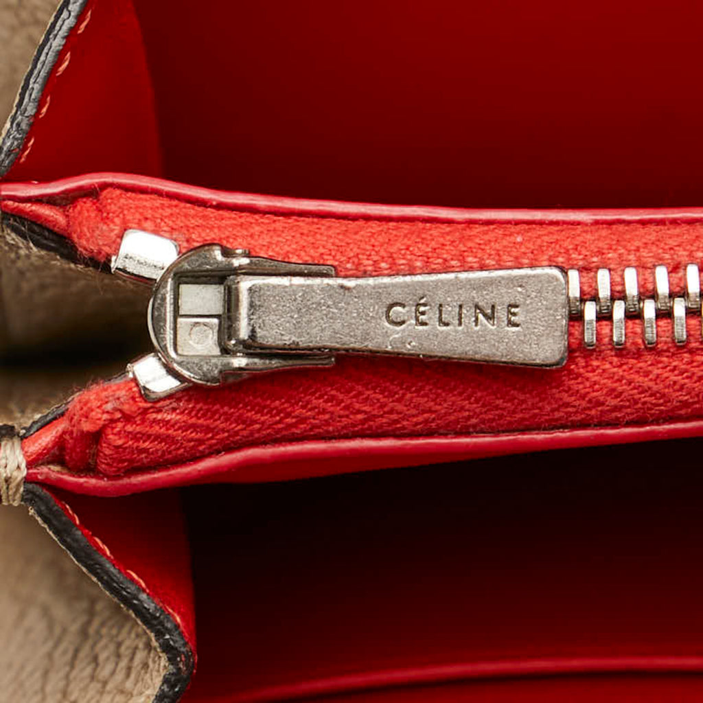 CELINE Large Flap Wallet SPG5125 Beige Leather Women's