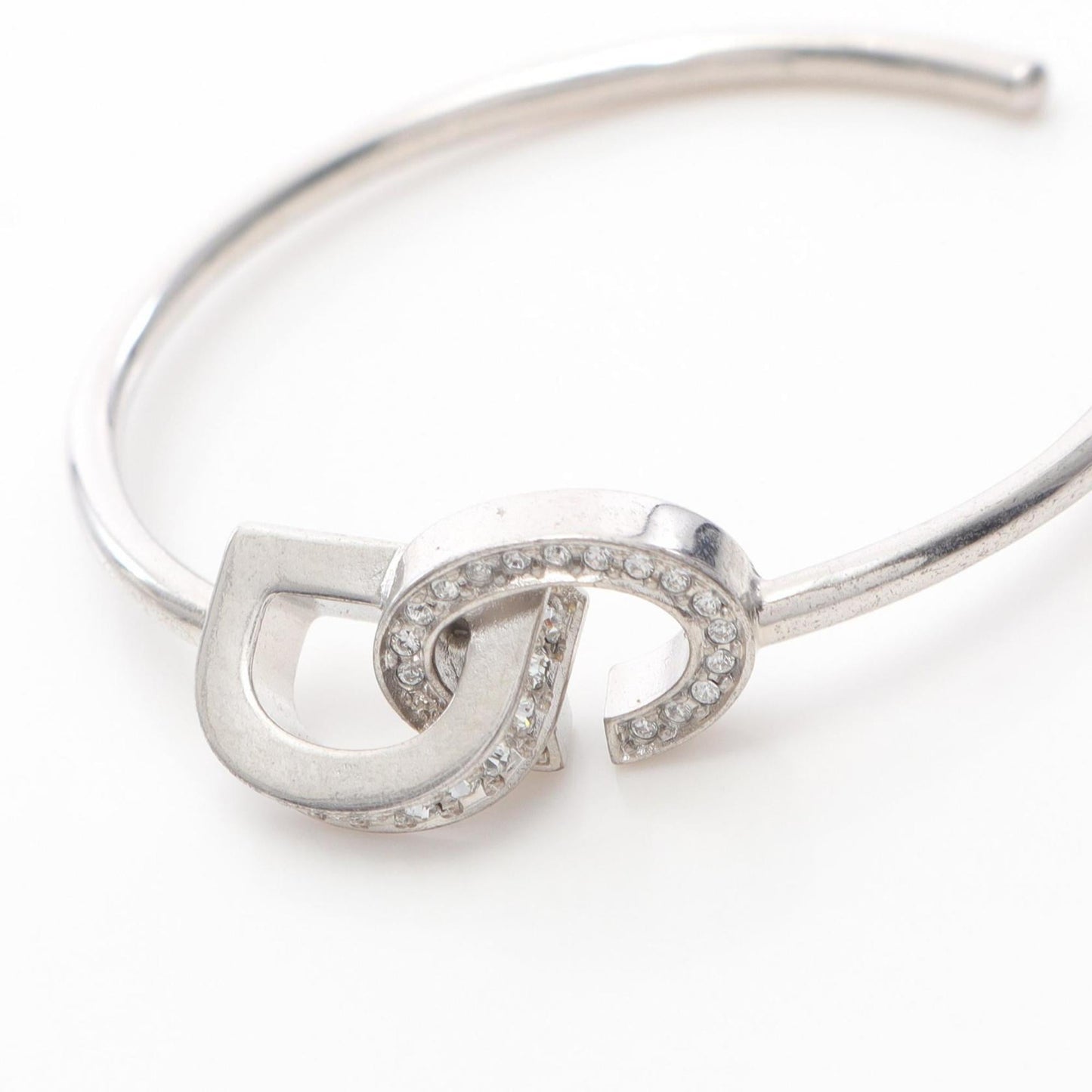 Christian Dior Dior CD LOCK Hoop Earrings in Stainless Steel with Crystals, Silver and Clear