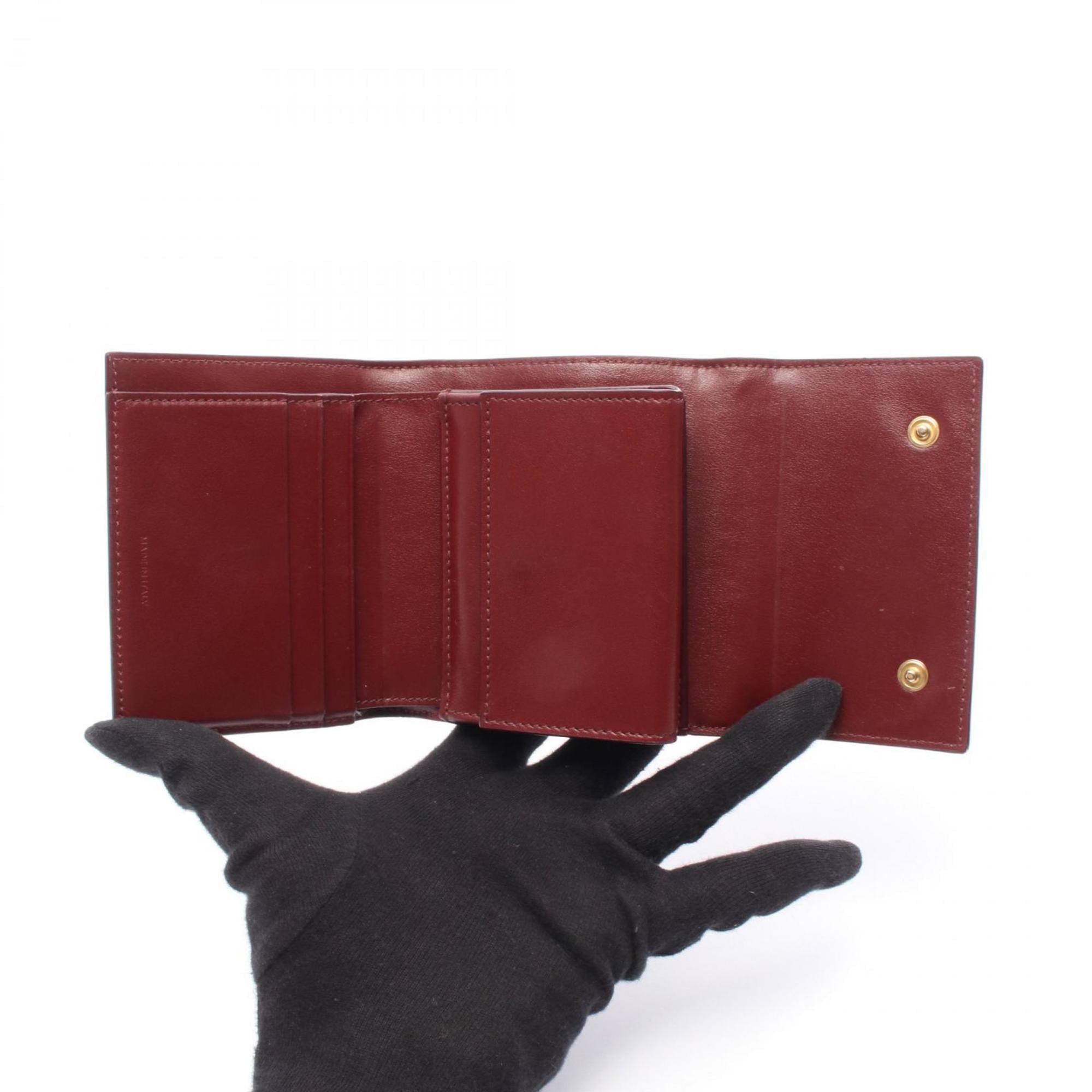 Celine Small Trifold Wallet, Leather, Women's, Bordeaux, 10B573BEL