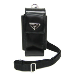 Prada Triangle Logo Phone Pouch Men,Women Leather Pouch Black — Like New
