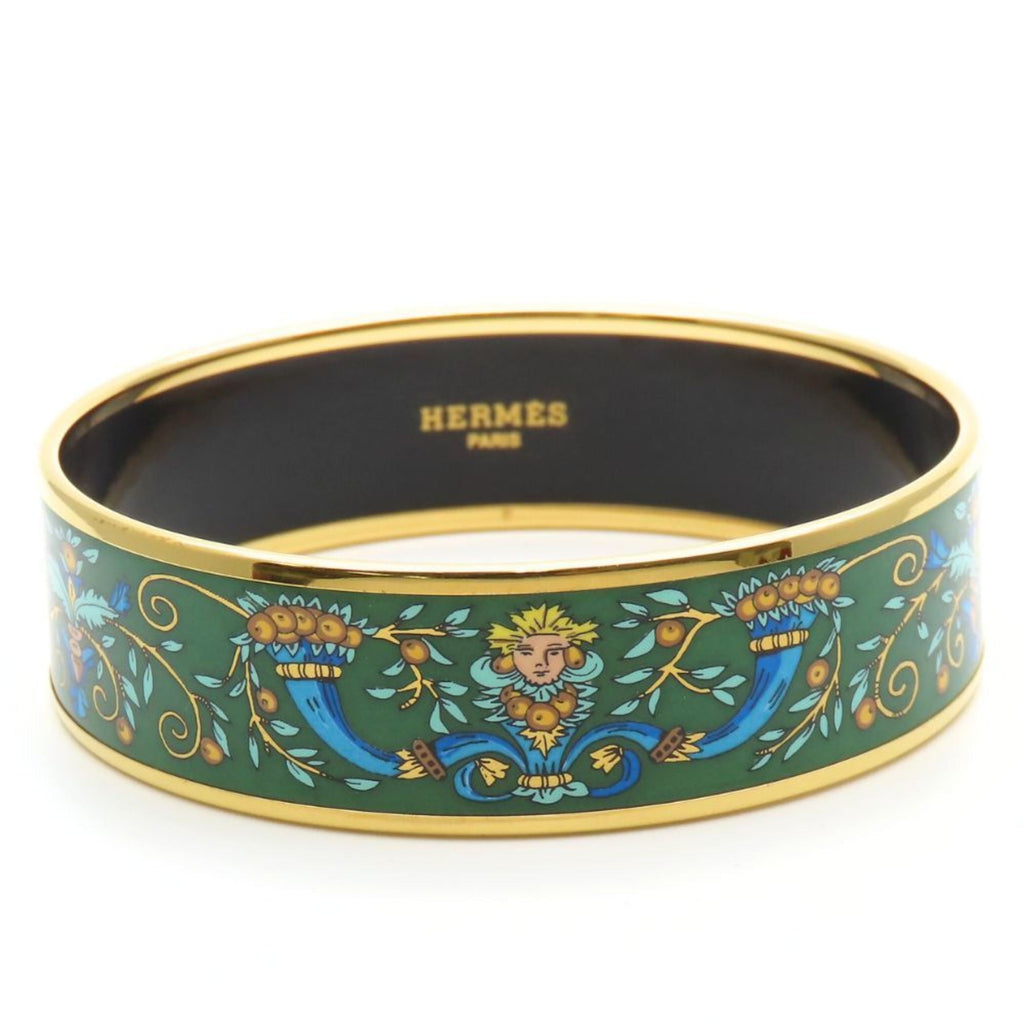 Hermes GM enamel bracelet in green gold and enamel. women's bracelet.