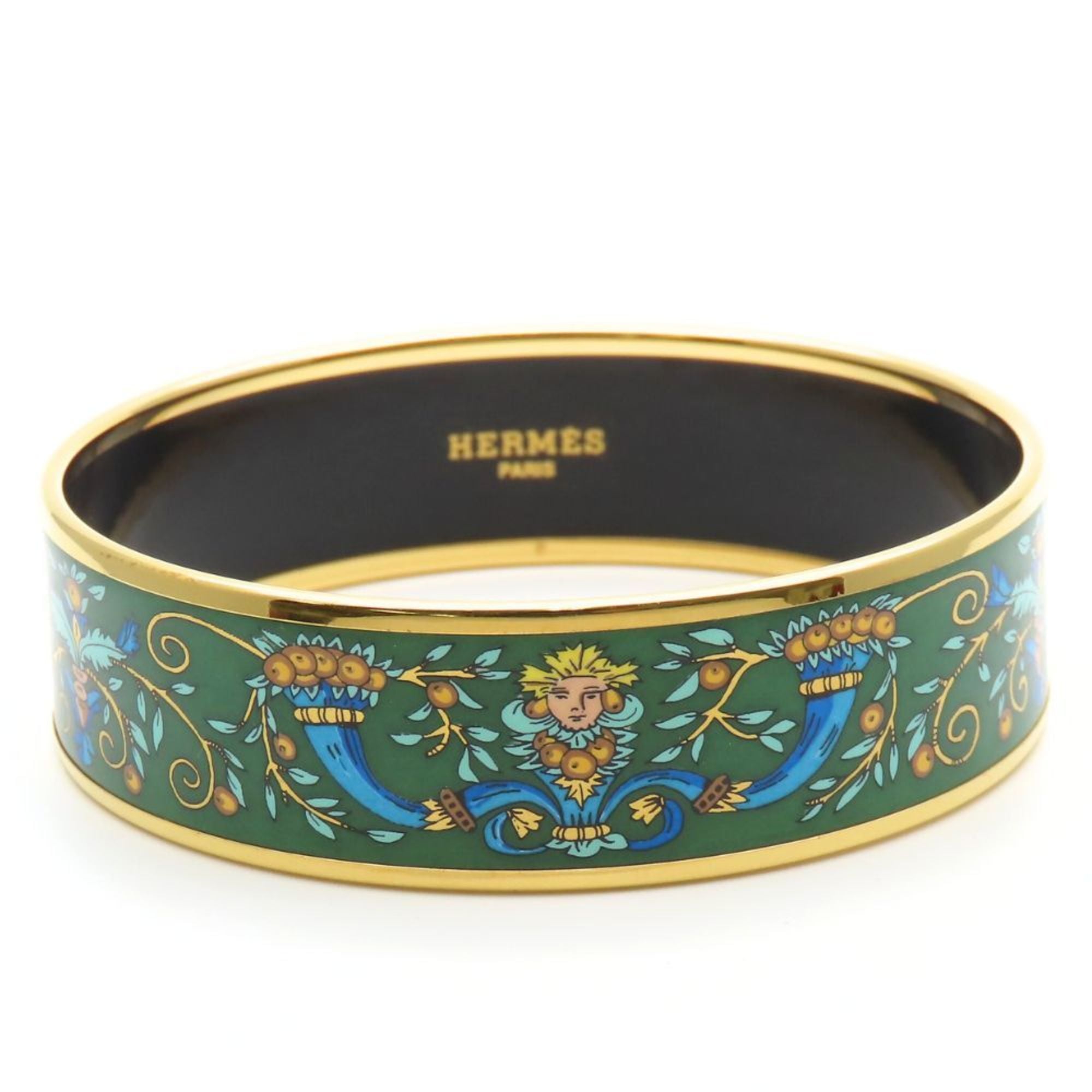 Hermes GM enamel bracelet in green gold and enamel. women's bracelet.
