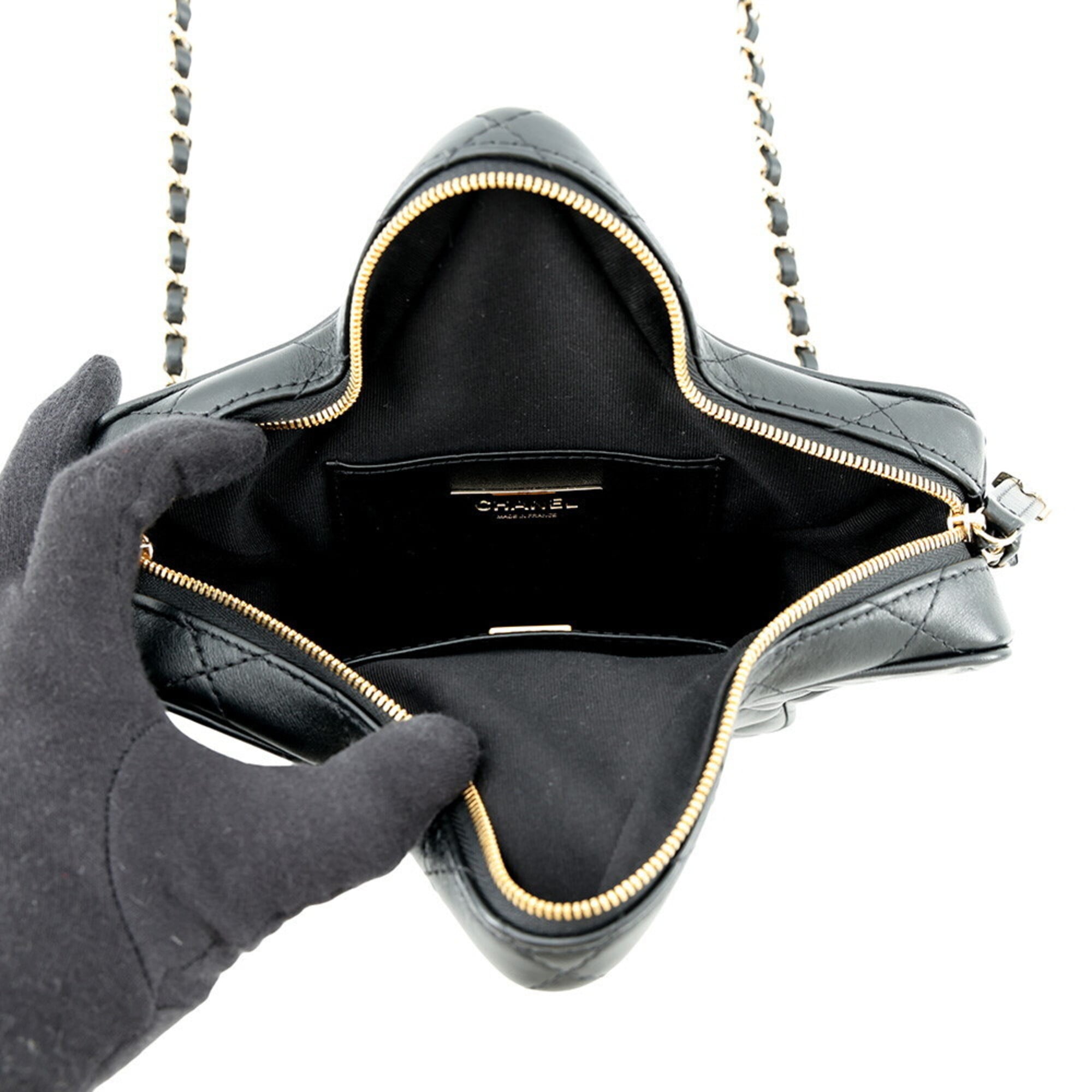 Chanel Chain Shoulder Bag, Matelassé, Coco Mark, Star, Lambskin, AS4579, Black, Handbag, Women's, CHANEL — Like New
