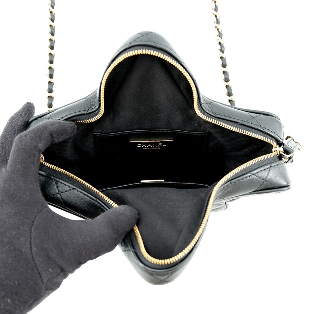 Chanel Chain Shoulder Bag, Matelassé, Coco Mark, Star, Lambskin, AS4579, Black, Handbag, Women's, CHANEL — Like New