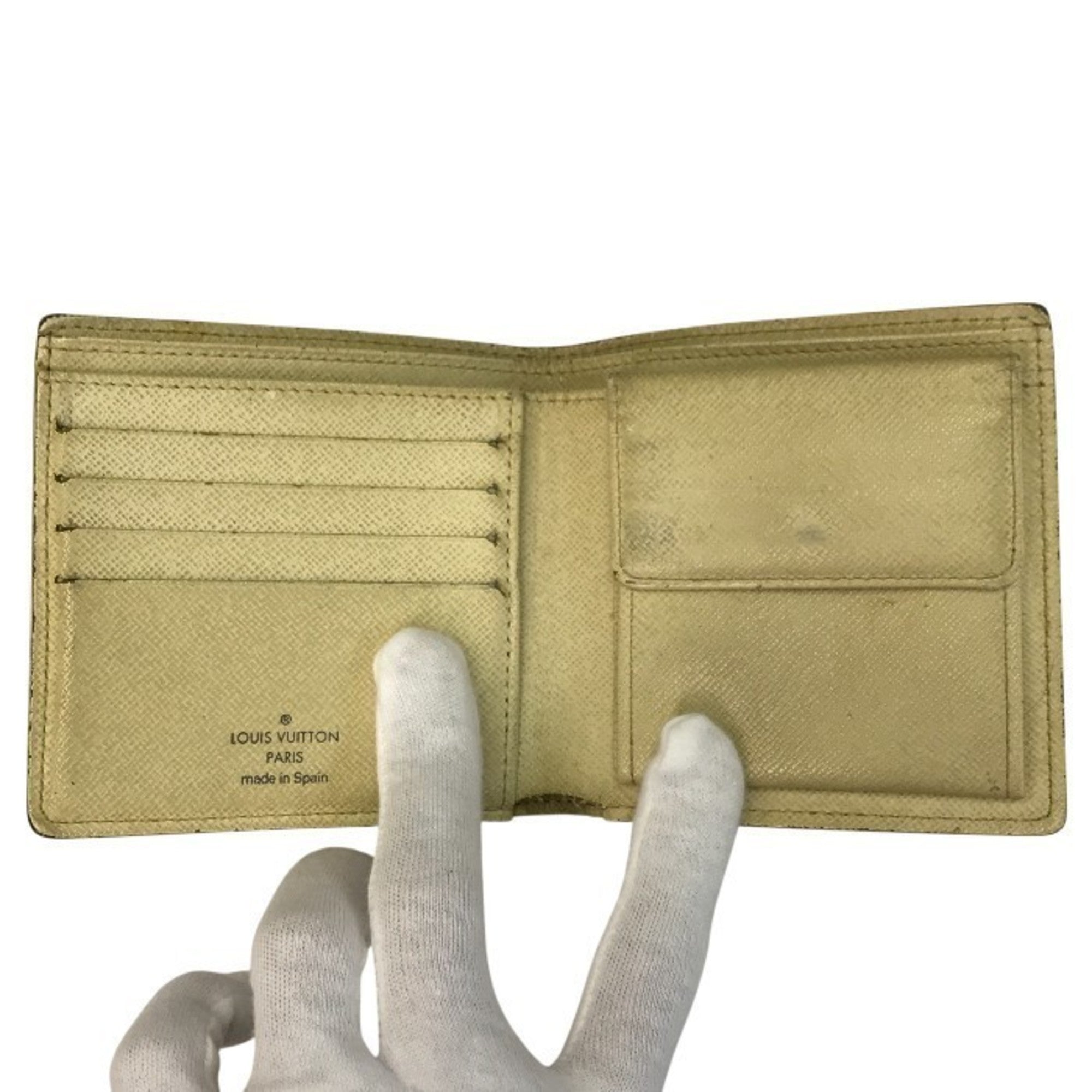 LOUIS VUITTON Damier Azur Portefeuille Marco Bifold Wallet, Women's, White, N60018 T1