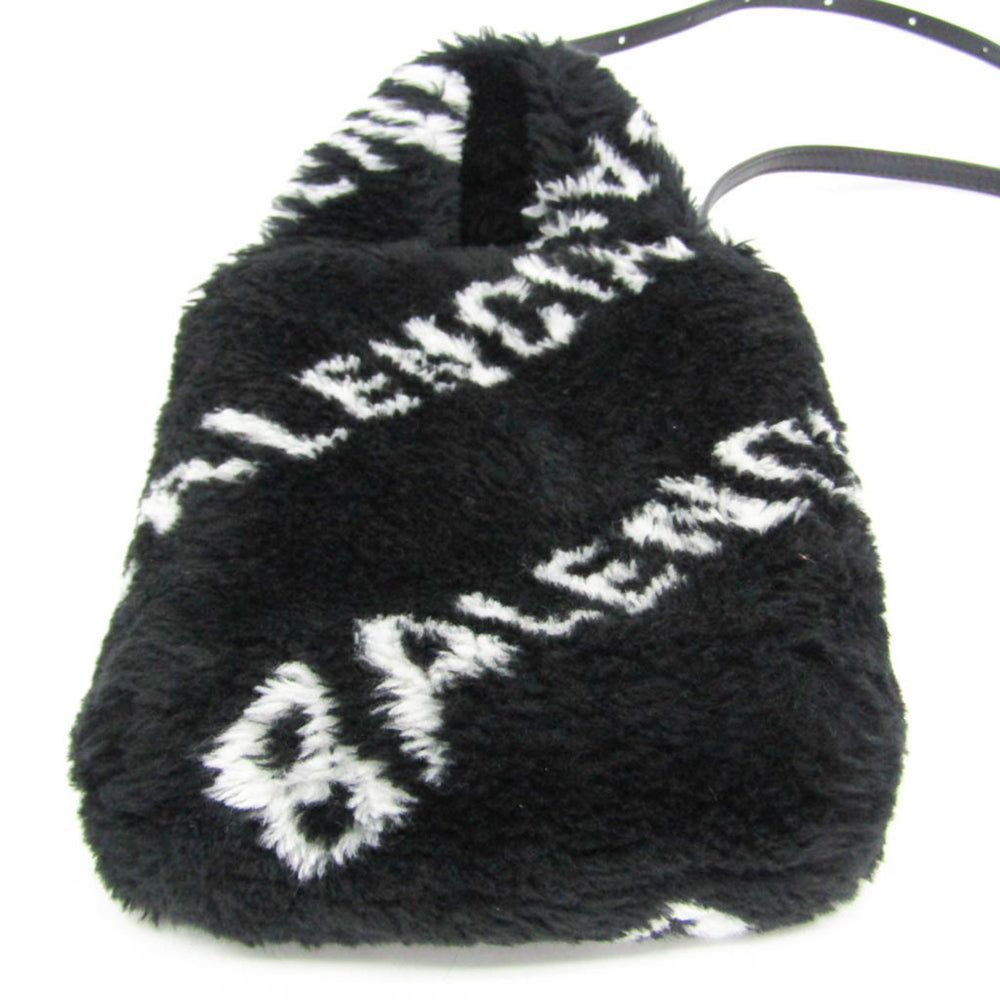Balenciaga Everyday Phone Holder 596564 Women's Leather,Faux Fur Handbag,Shoulder Bag Black,White — Like New