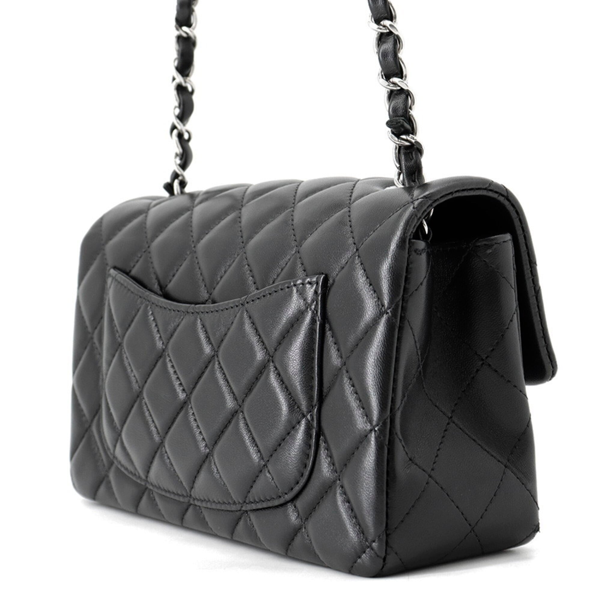 Chanel Chain Shoulder Bag Mini Matelassé Coco Mark Lambskin A69900 CHANEL Handbag Black Women's — Like New