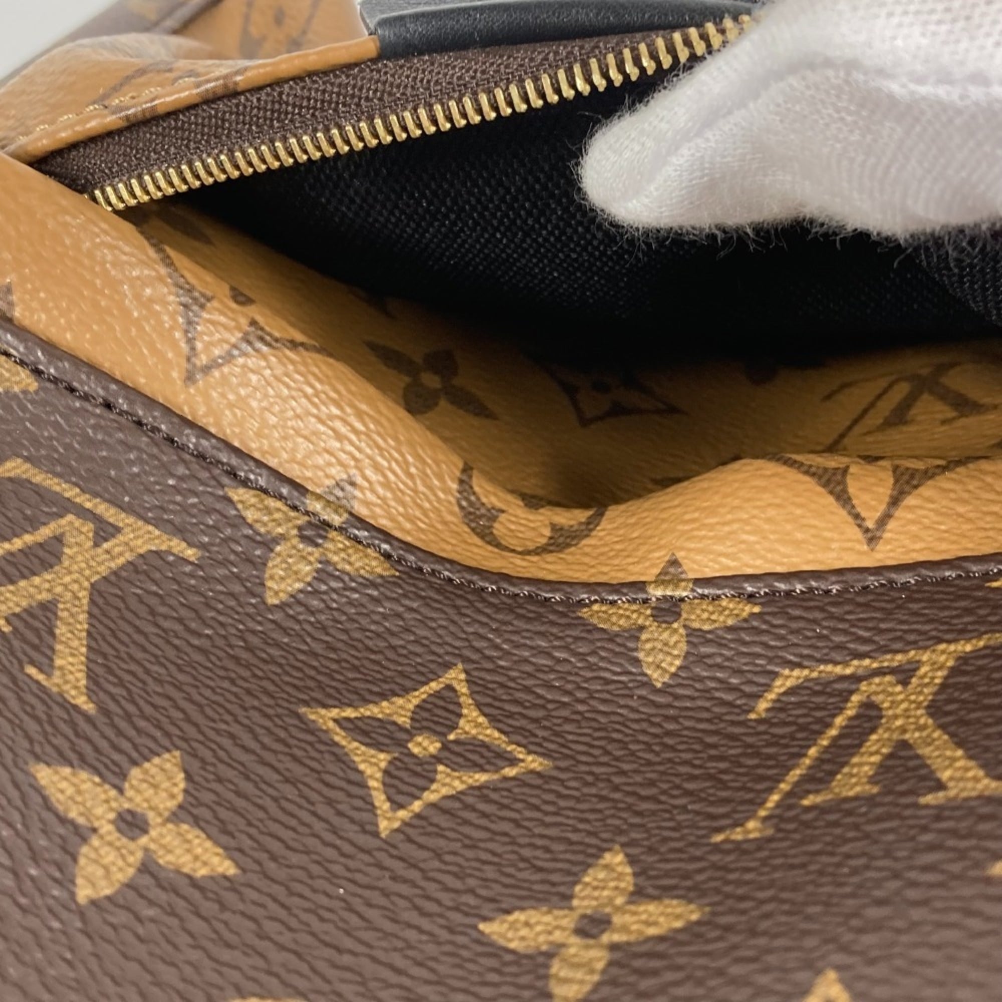 LOUIS VUITTON M44870 Monogram Reverse Palm Springs Backpack PM Daypack Rucksack Canvas Women's Brown x Beige E-240719-4 — Like New