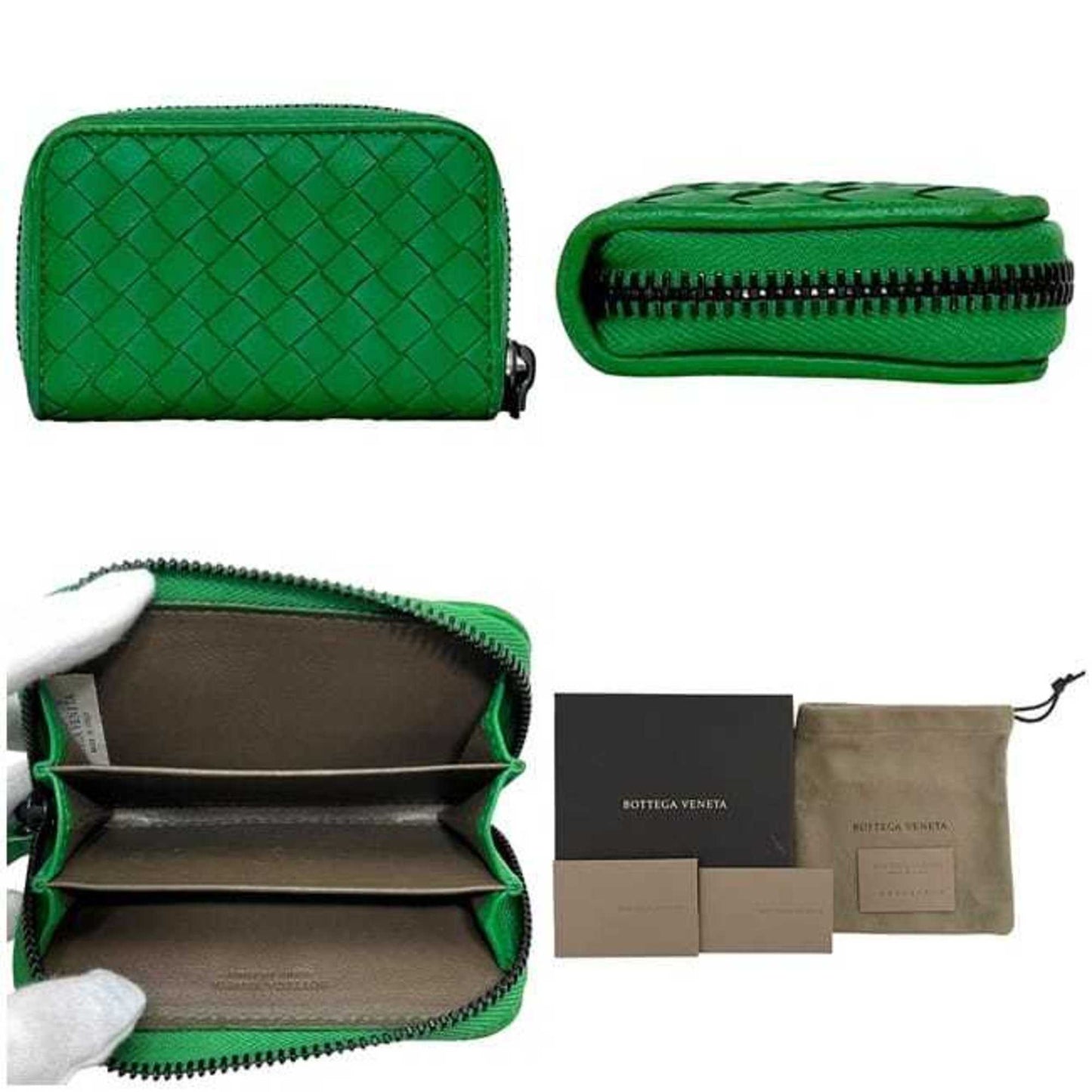Bottega Veneta coin case ec-24409 green intrecciato leather purse B04401910M BOTTEGA VENETA mini compact wallet men's women's color