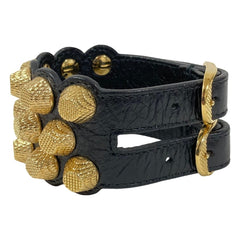 BALENCIAGA Giant Studded Leather Bracelet Bangle Black Women's — Like New