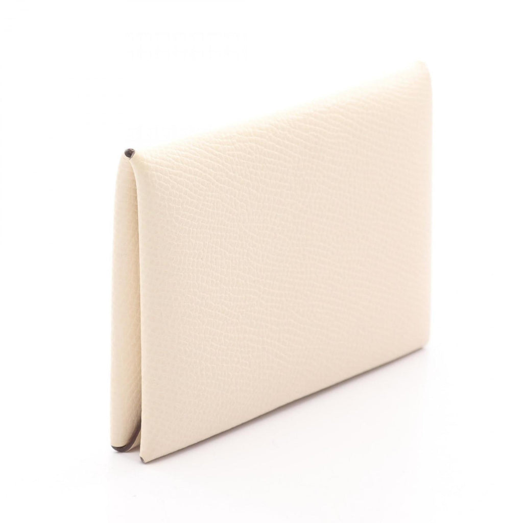 Hermes Hermès Calvi Verso Nata Sesame Wallet with Coin Purse, Epsom Leather, Women's, Ivory and Brown