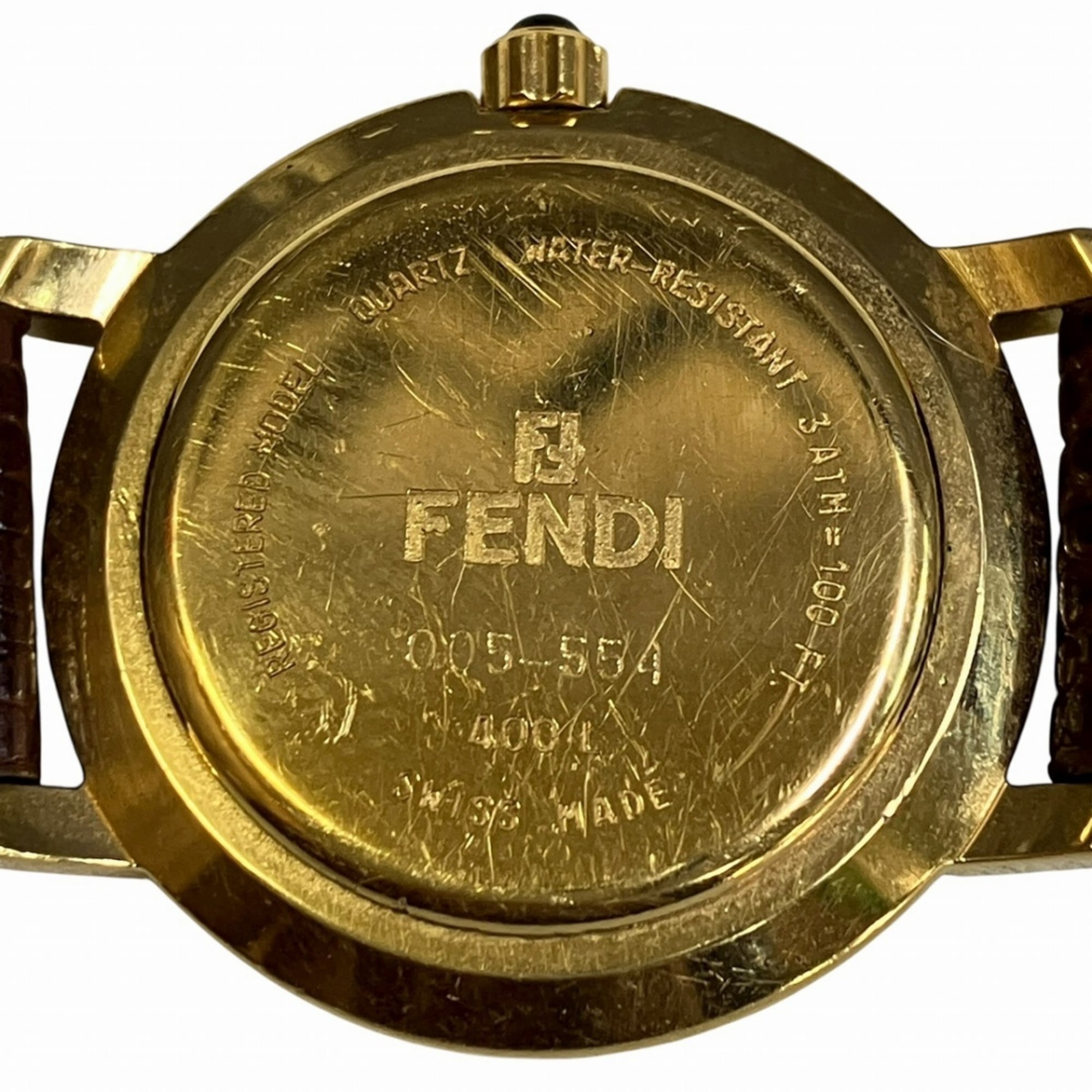 Fendi watch, total weight 21.8g, GP (gold plated) leather strap, quartz movement, beige dial, 400L — Good