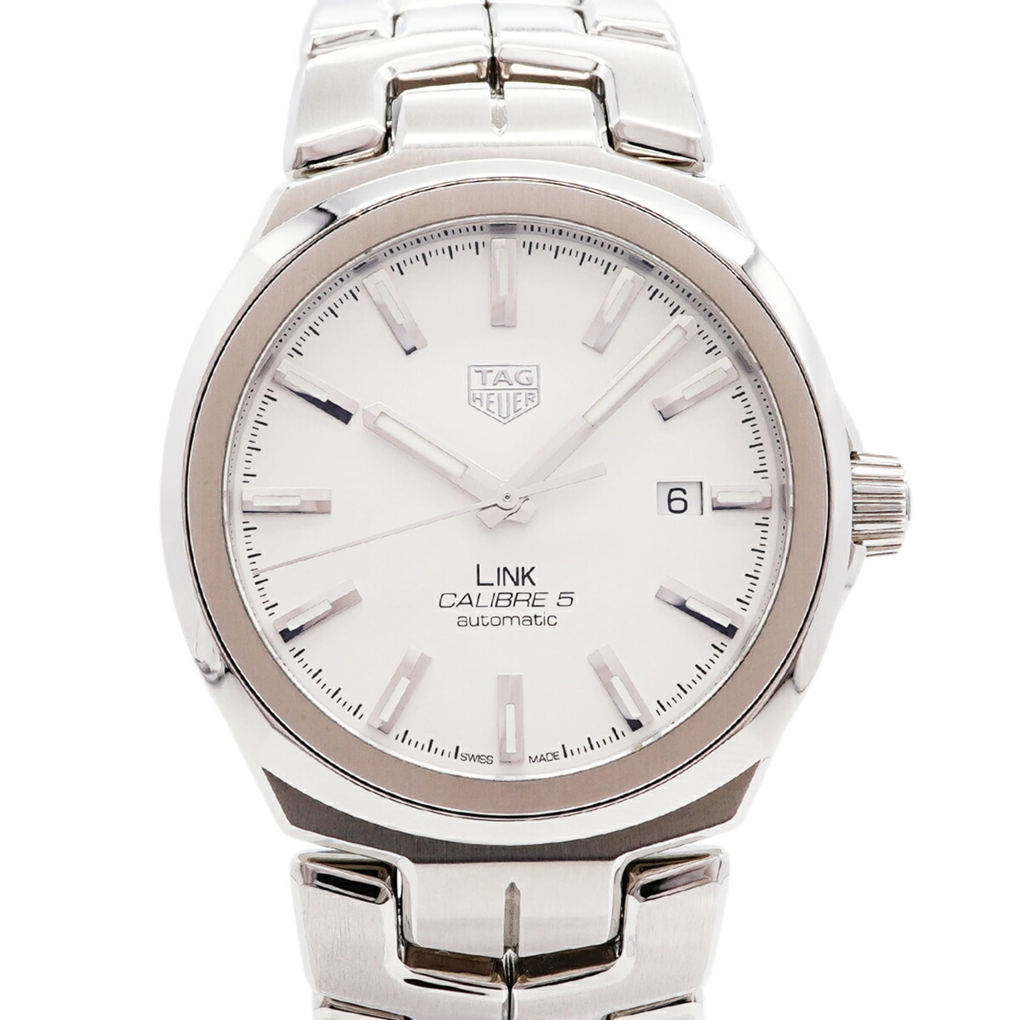 TAG Heuer Link Calibre 5 Date WBC2111 Silver Dial Men's Watch — Very Good