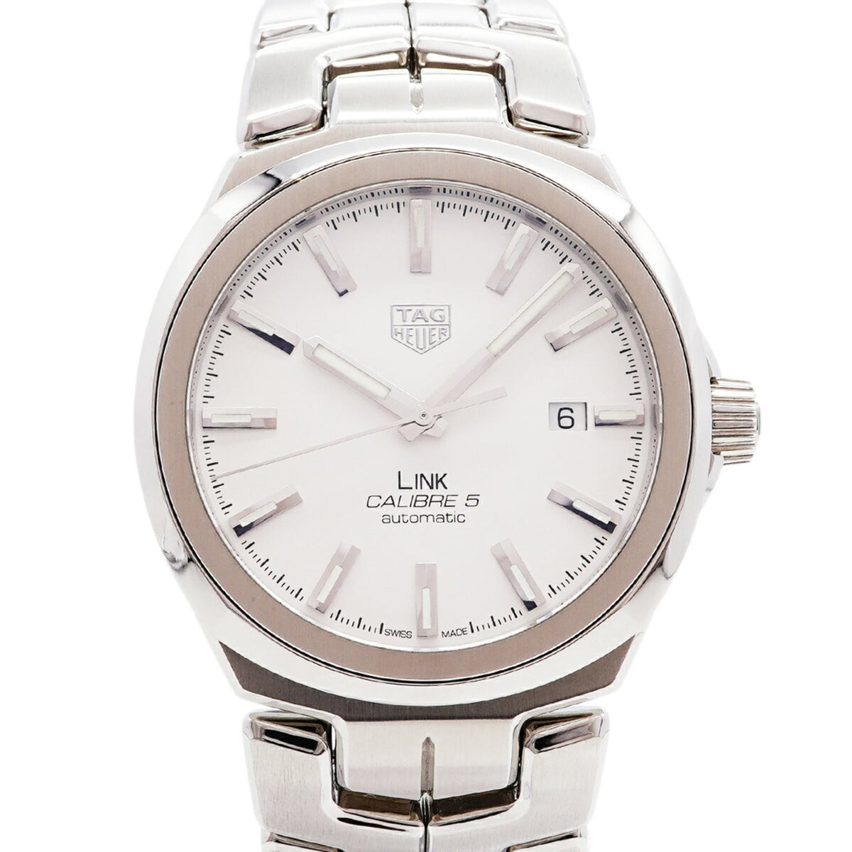 TAG Heuer Link Calibre 5 Date WBC2111 Silver Dial Men's Watch — Very Good