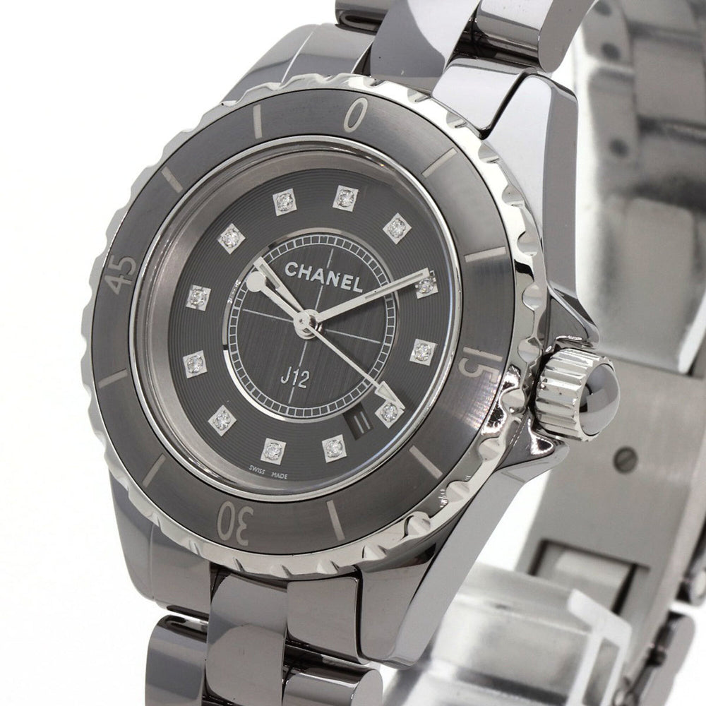 CHANEL H3241 J12 33mm Chromatic 12P Diamond Watch in Titanium Ceramic/Titanium Ceramic for Women — Very Good