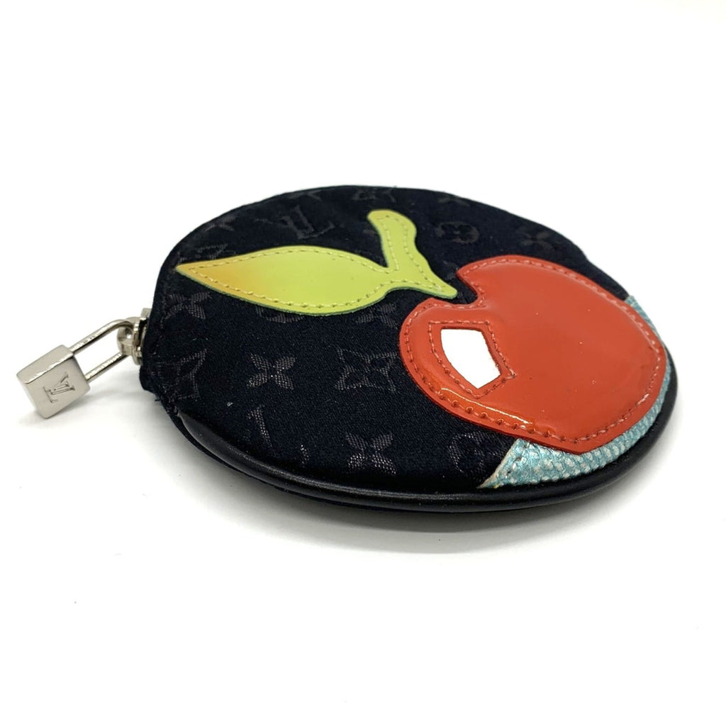 LOUIS VUITTON M92272 Coin Case, Comte de Fée Porte Monnaie Long, Apple Monogram Satin, Black, Women's