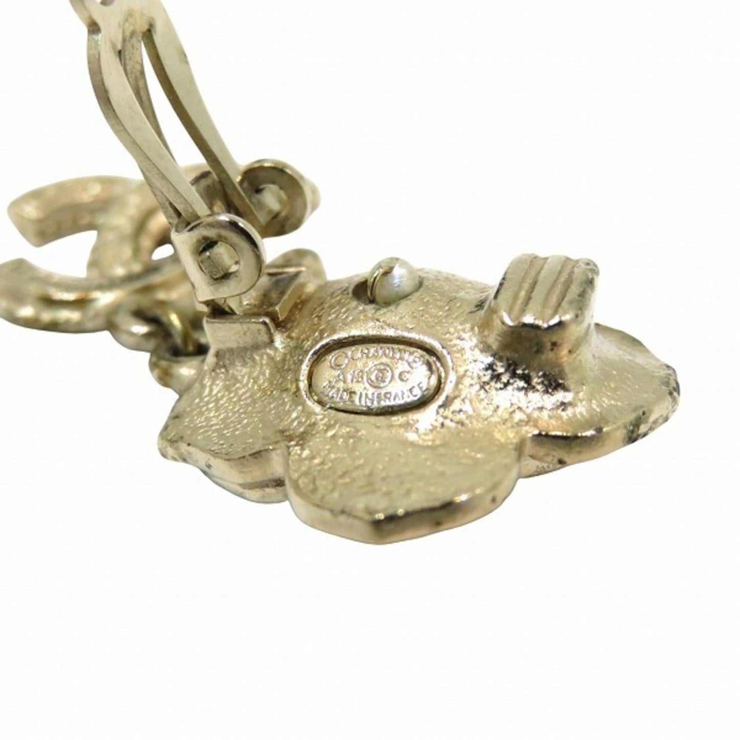 CHANEL A18 C Coco Mark Faux Pearl Earrings for Women