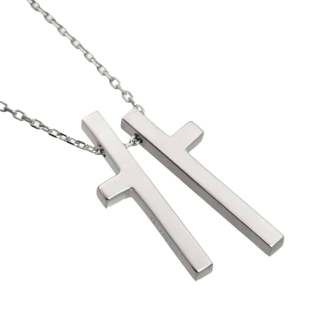 Gucci Separate Cross Necklace 48cm 18K WG White Gold 750 — Like New
