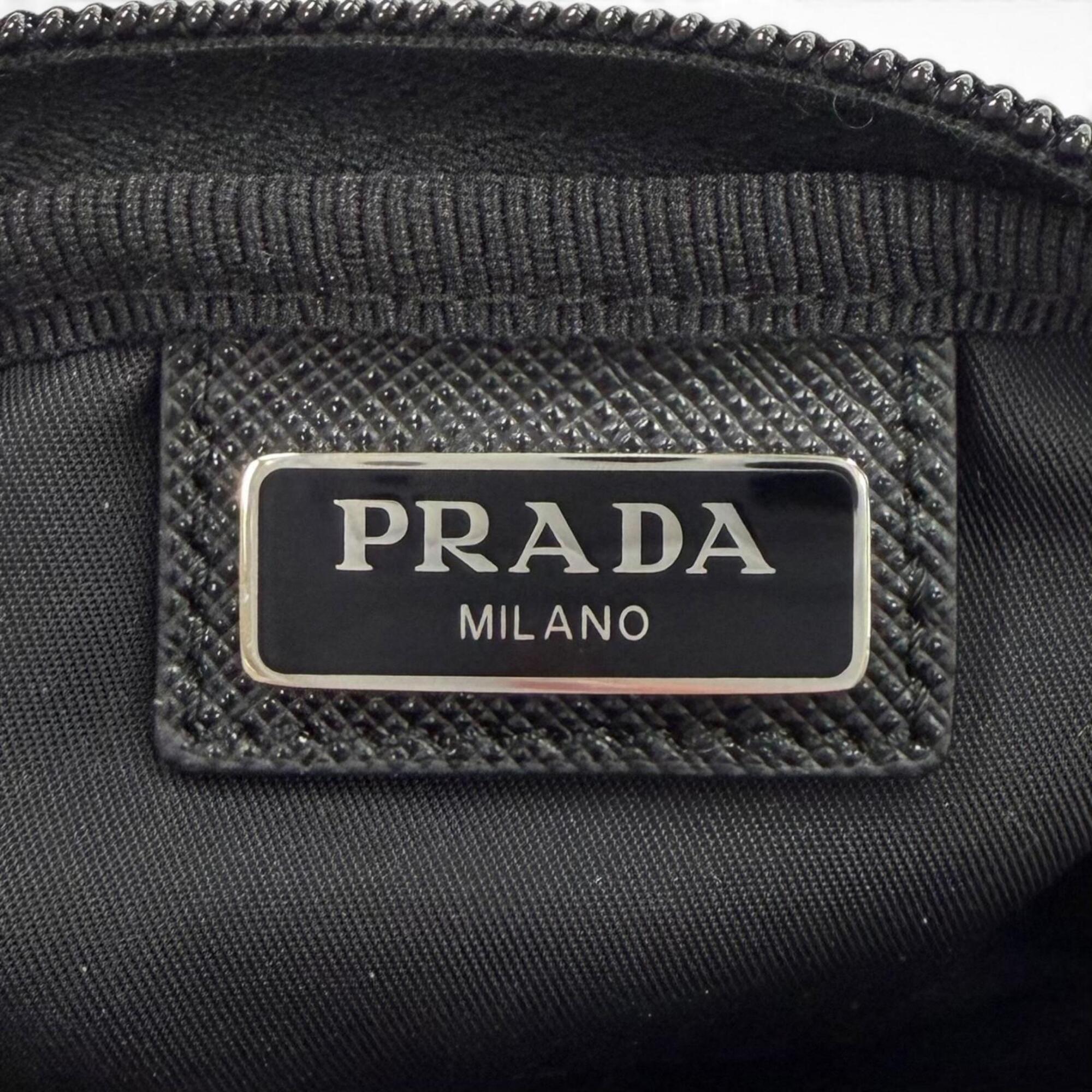 PRADA 1ND339 Micro Re-Nylon Pouch with FRID Tag, Triangle Logo, Cosmetic Pouch, Black, Made in Italy, Women's, Dust Bag — Like New