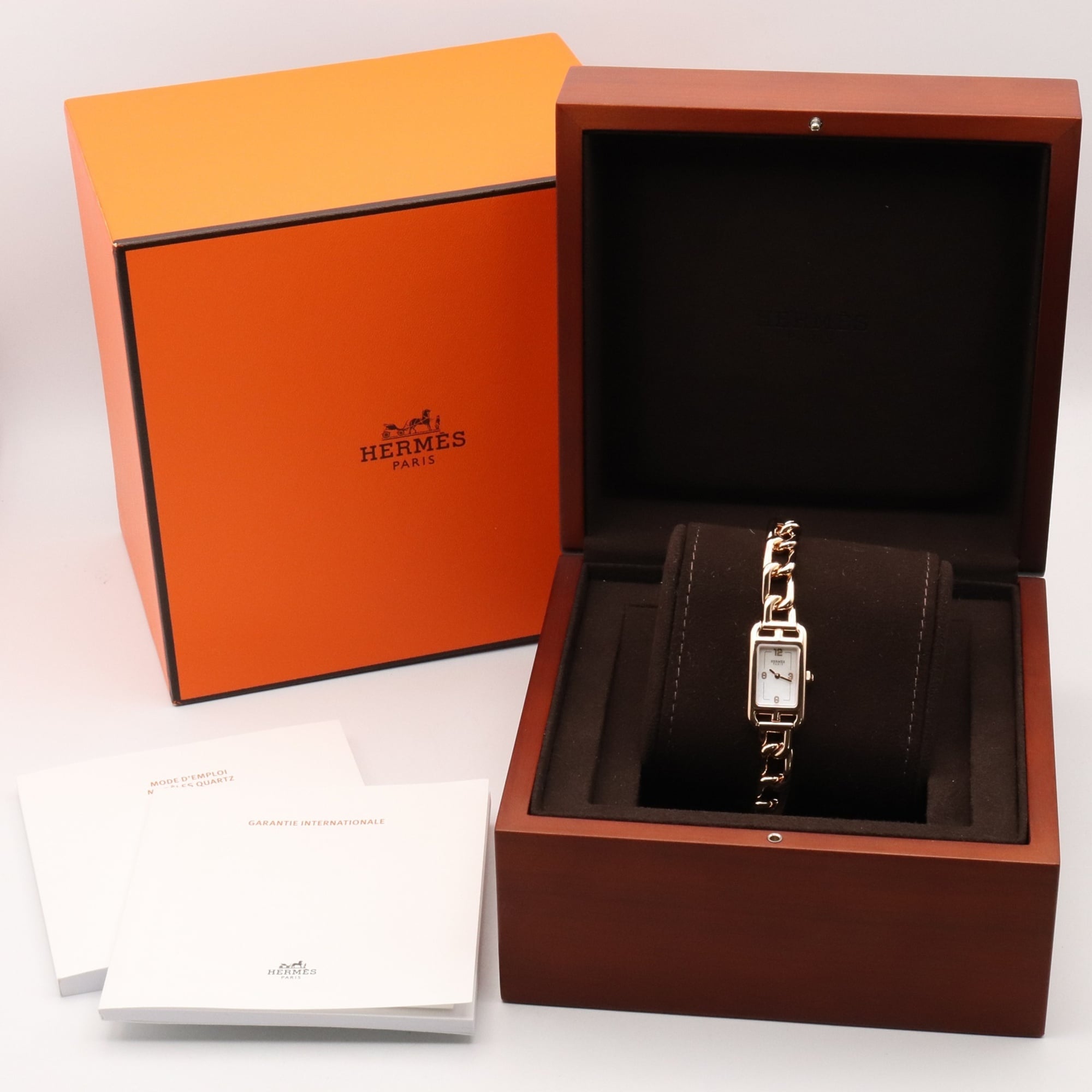 Hermes Nantucket PM 29mm Watch, 18K Pink Gold (PG), Women's, White/White Shell, NA2.170 — Very Good