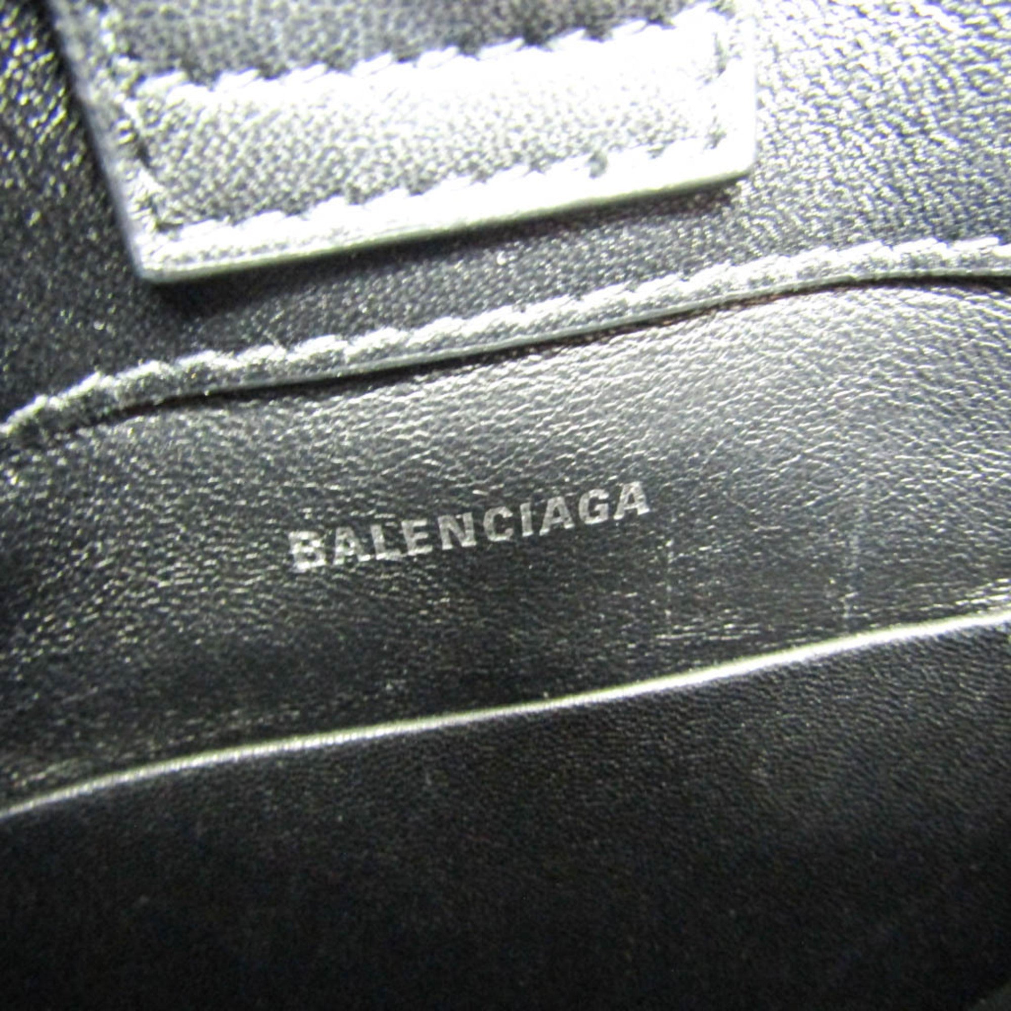 Balenciaga Everyday Phone Holder 596564 Women's Leather,Faux Fur Handbag,Shoulder Bag Black,White — Like New