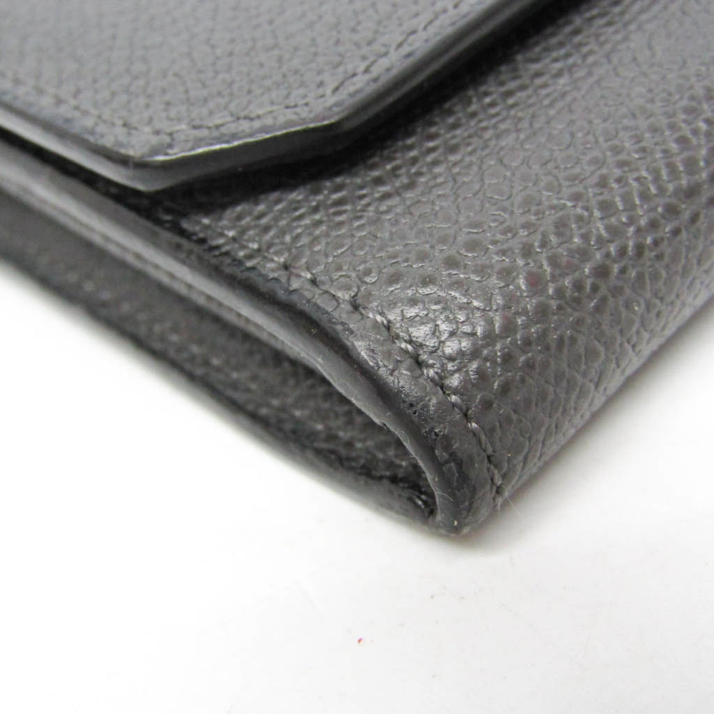 Valextra Men,Women Leather Long Wallet (bi-fold) Gray