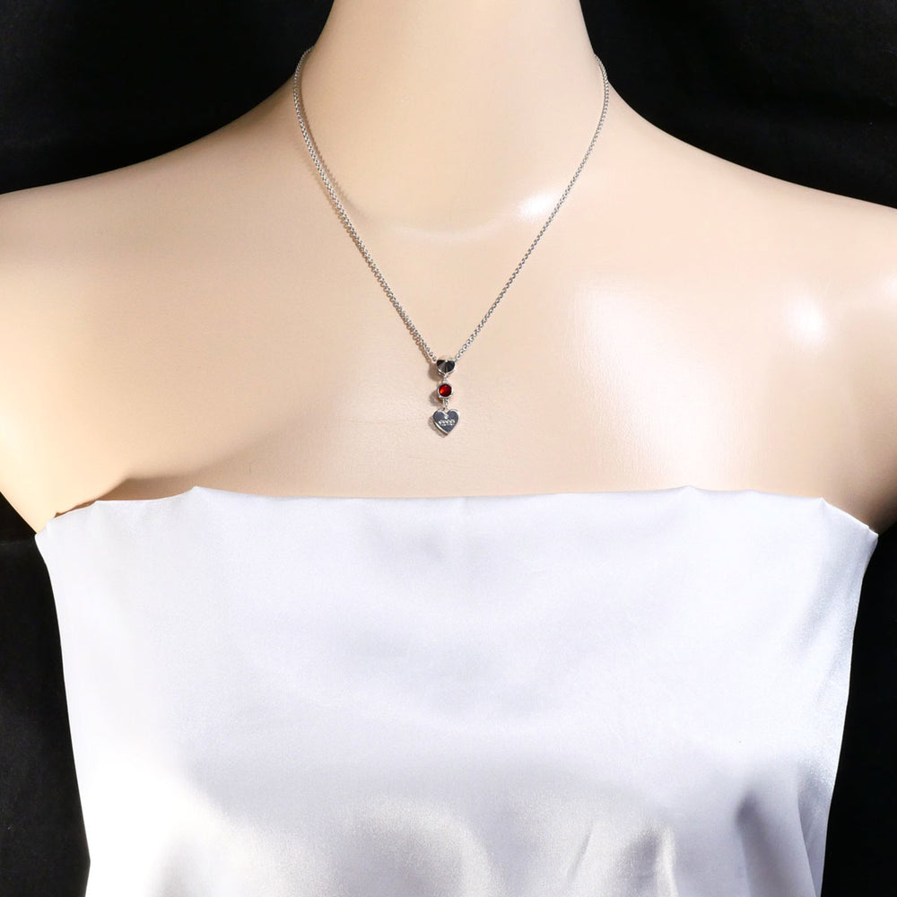 Gucci silver necklace with red topaz, total weight 6.4g, 41cm length, like new, free gift wrapping — Like New