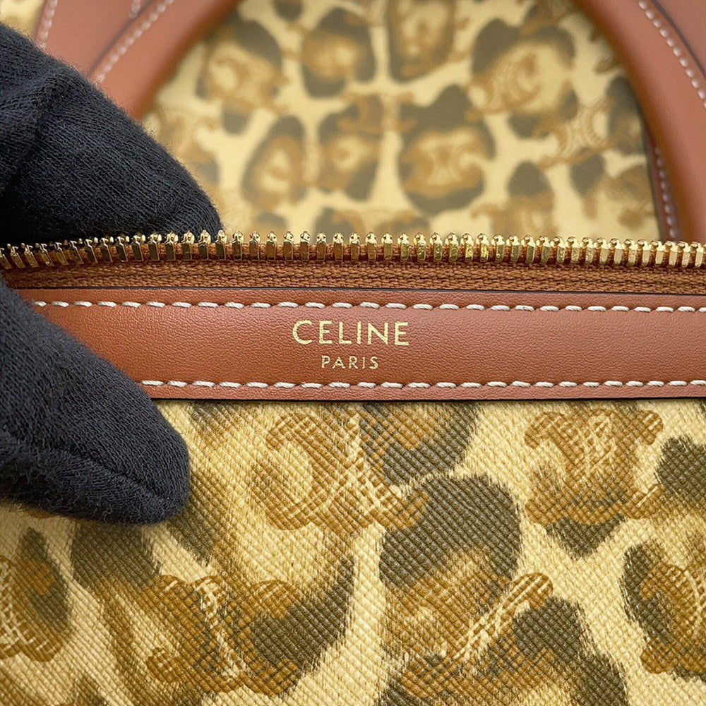 Celine Boston bag, leopard print, Triomphe leather, CELINE 2-way shoulder handbag — Like New