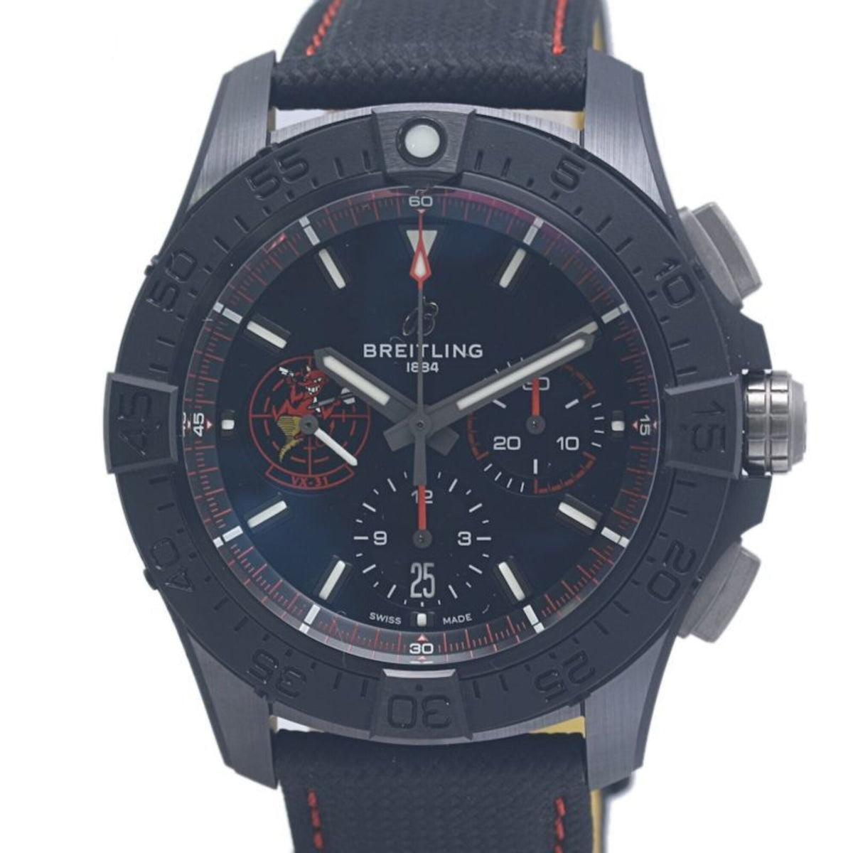 BREITLING Avenger B01 SB01473A1B1X1 SB0147 Chronograph 44 Night Mission Dust Devils Men's Watch Ceramic x Cowhide Leather 40375 — Very Good