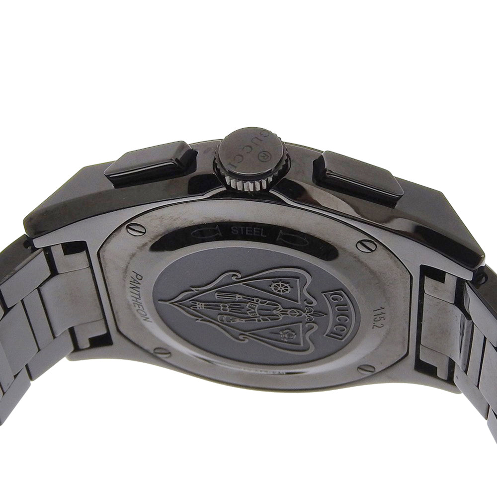 Gucci Pantheon Men's Watch, 115.2 Stainless Steel, Black Quartz Chronograph, Dial — Good