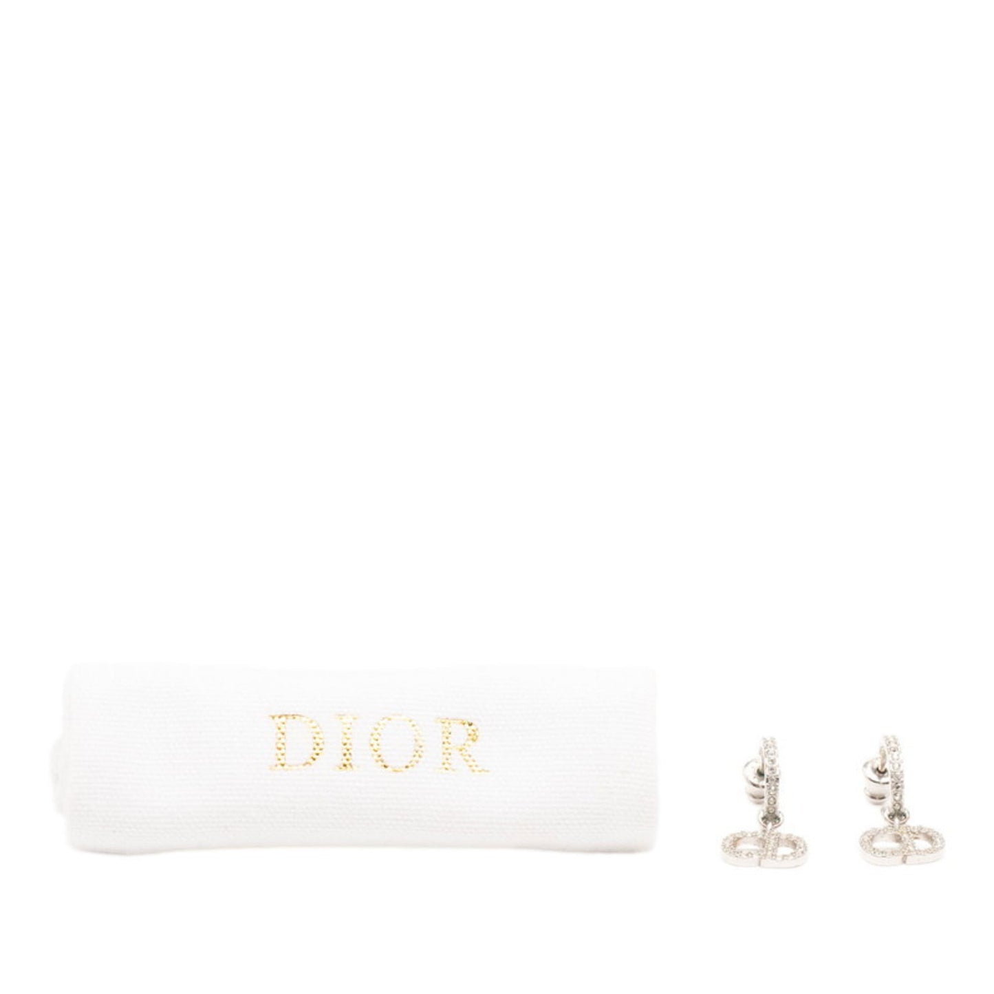 Christian Dior Dior CD logo hoop earrings E1740CDLCY silver metal rhinestone women's