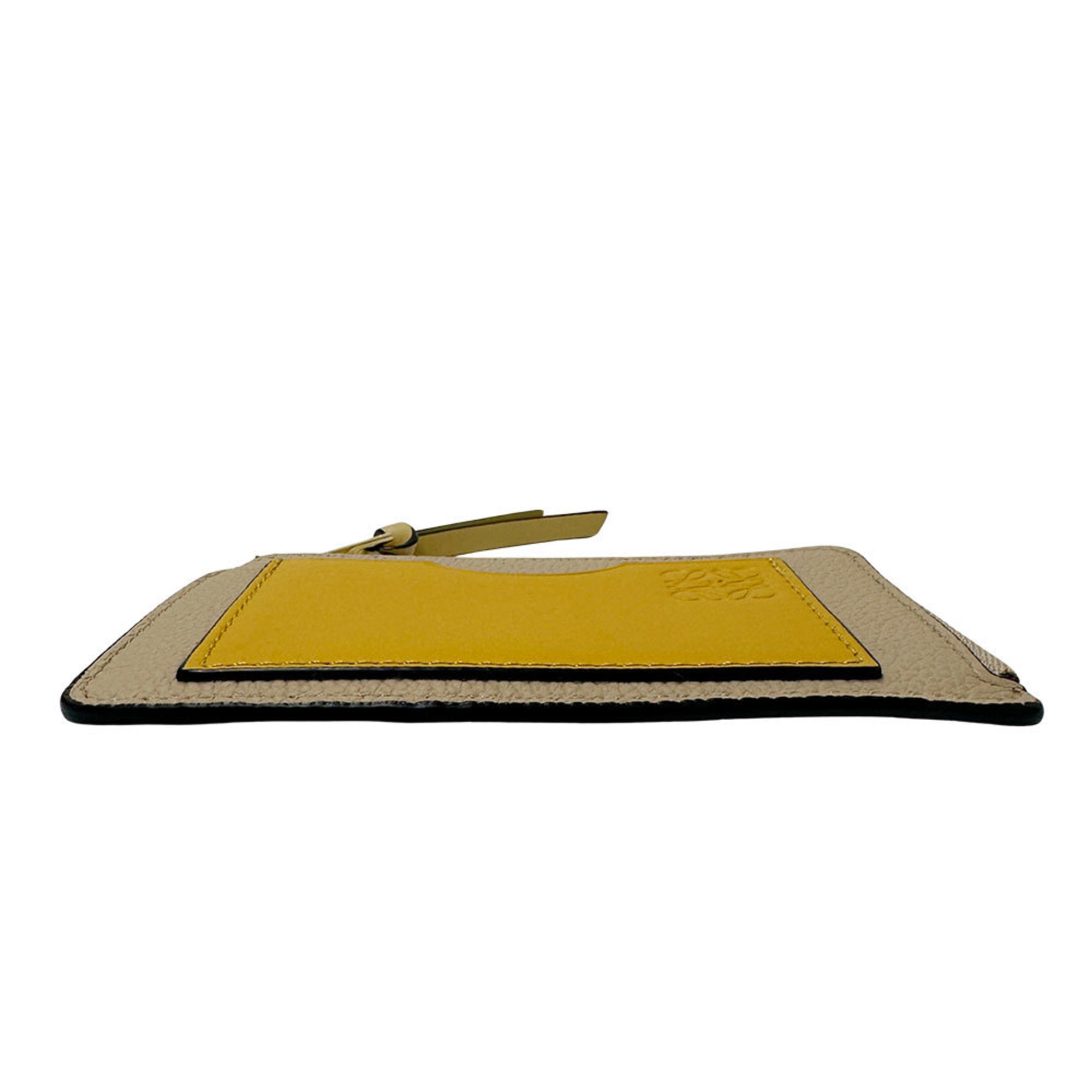 LOEWE Women's Anagram Wallet, Leather Fragment Case, Greige, Yellow
