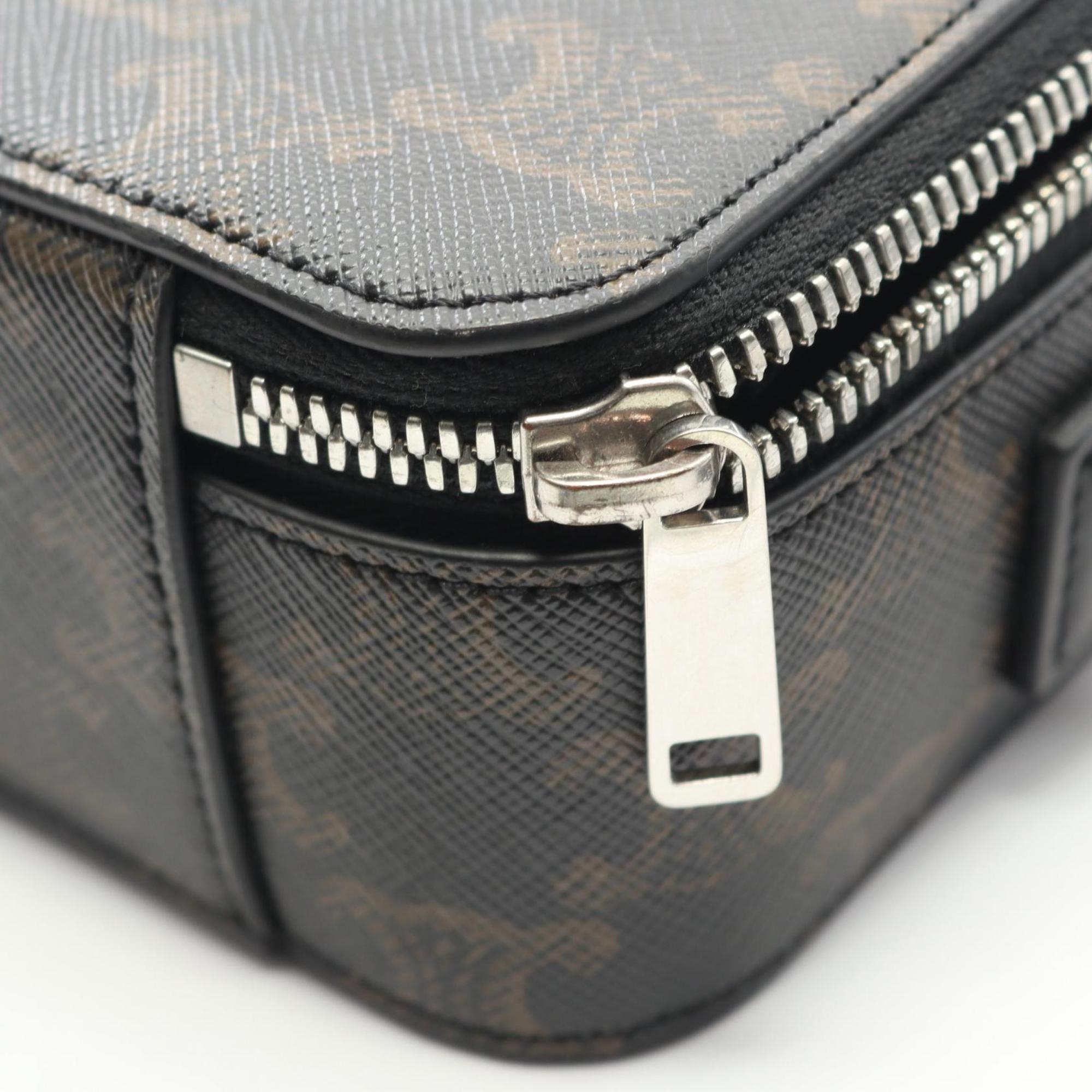 Celine Triomphe shoulder bag in coated canvas and leather, men's, black brown, 114902EVJ