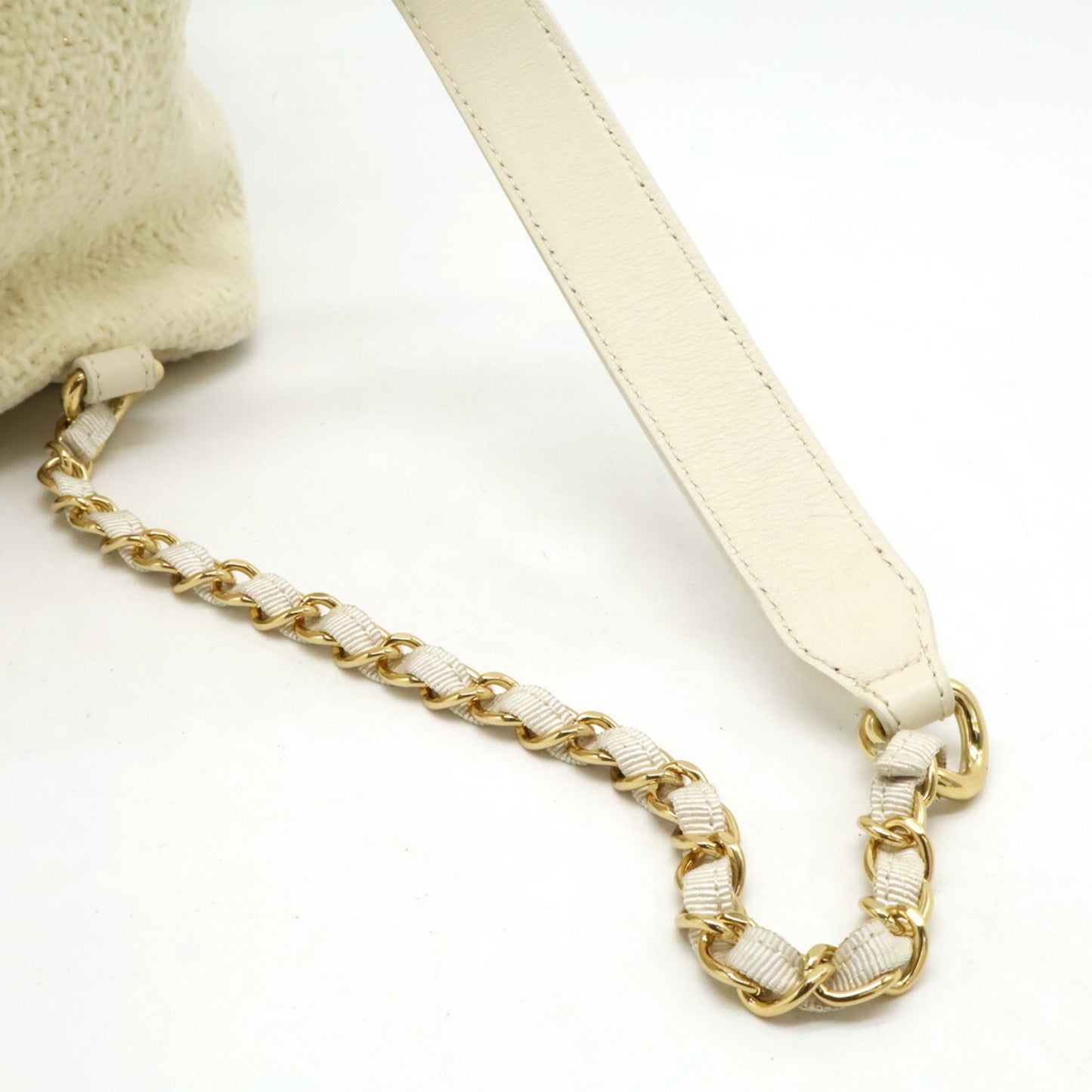CHANEL Deauville Line Rucksack Shoulder Bag Chain Velour Light Beige A93787