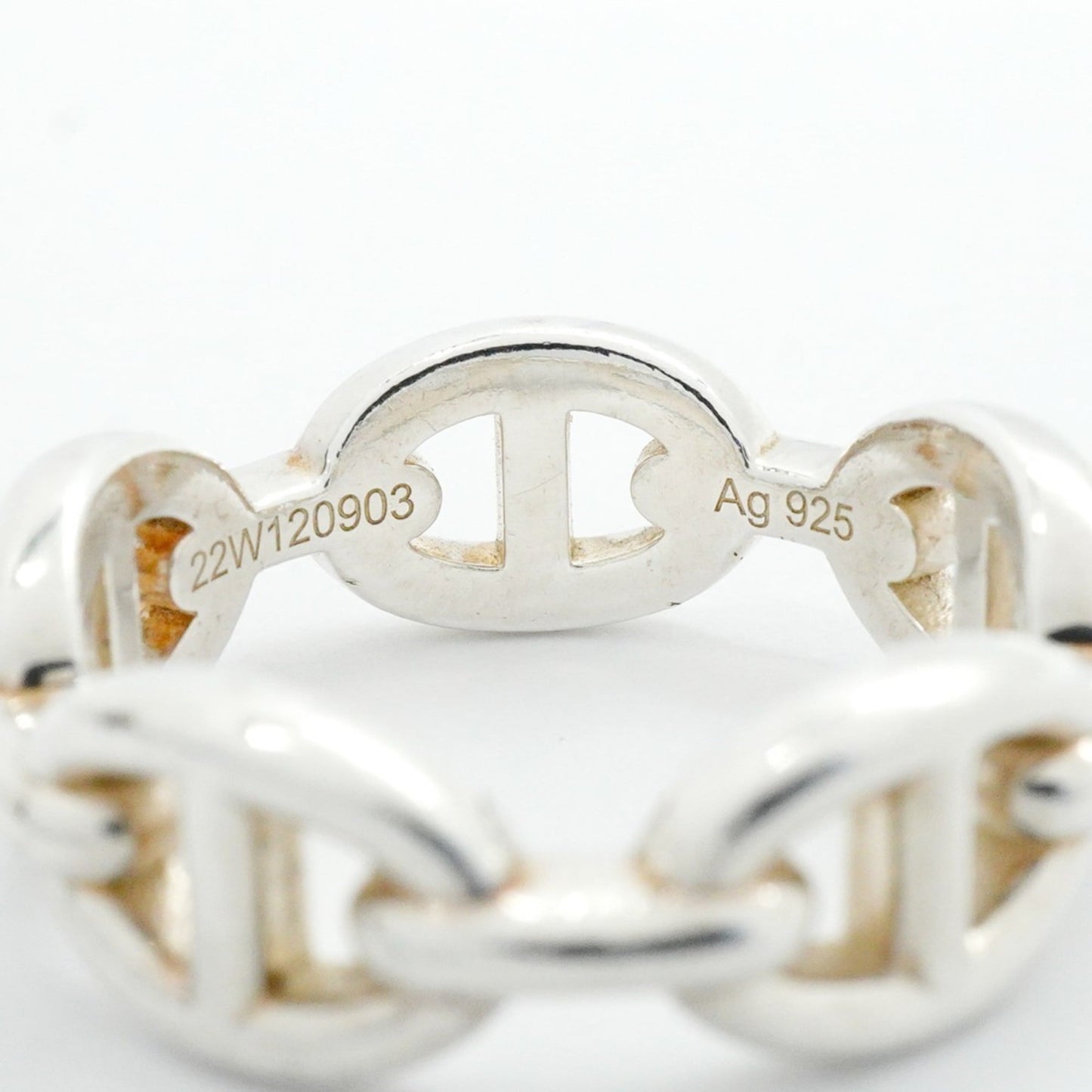 Hermes Enchaine Chaine d'Ancre Ring, Silver 925, #55, Women's