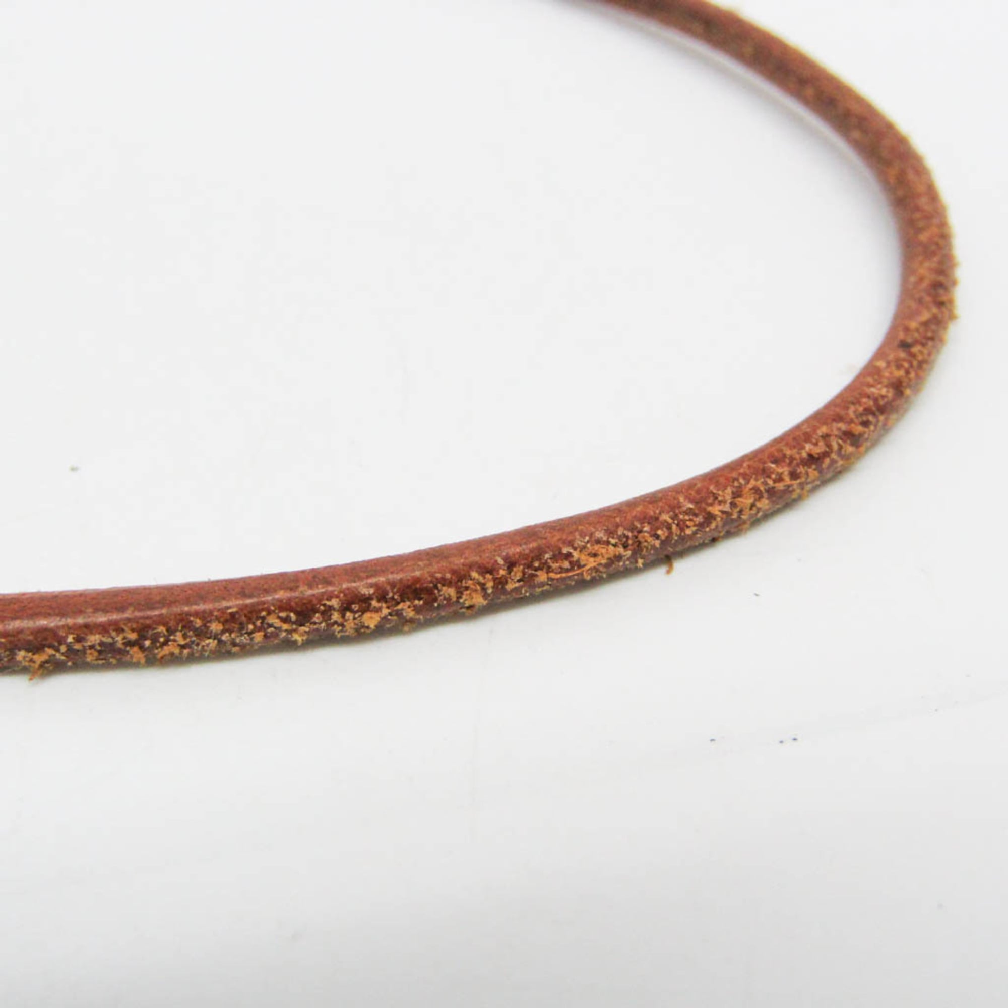 Hermes Kite Choker Leather,Metal Bangle Silver,Brown