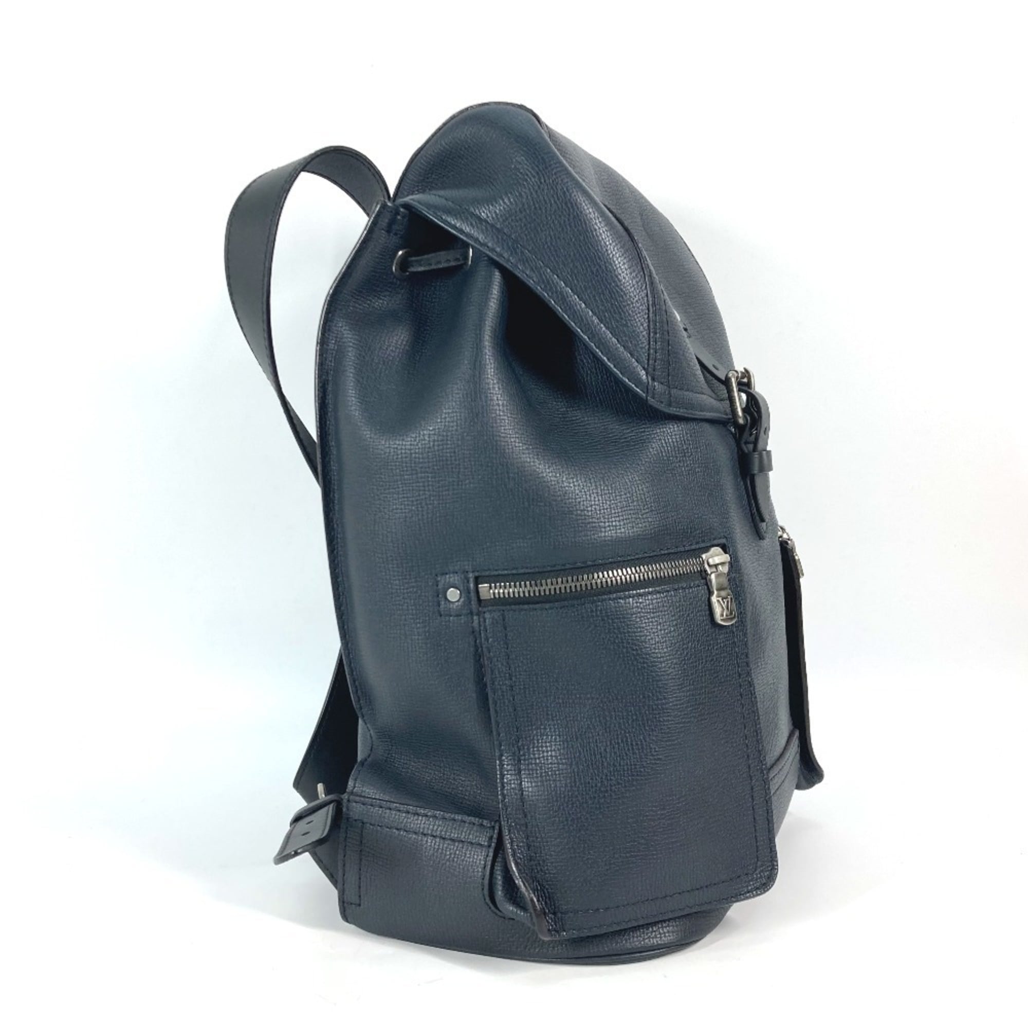 LOUIS VUITTON M54960 Utah Canyon Backpack, Men's, Leather, Blue Marine, Navy — Like New