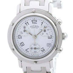 HERMES Clipper Chronograph Steel Quartz Ladies Watch CL1.310 Polished — Very Good