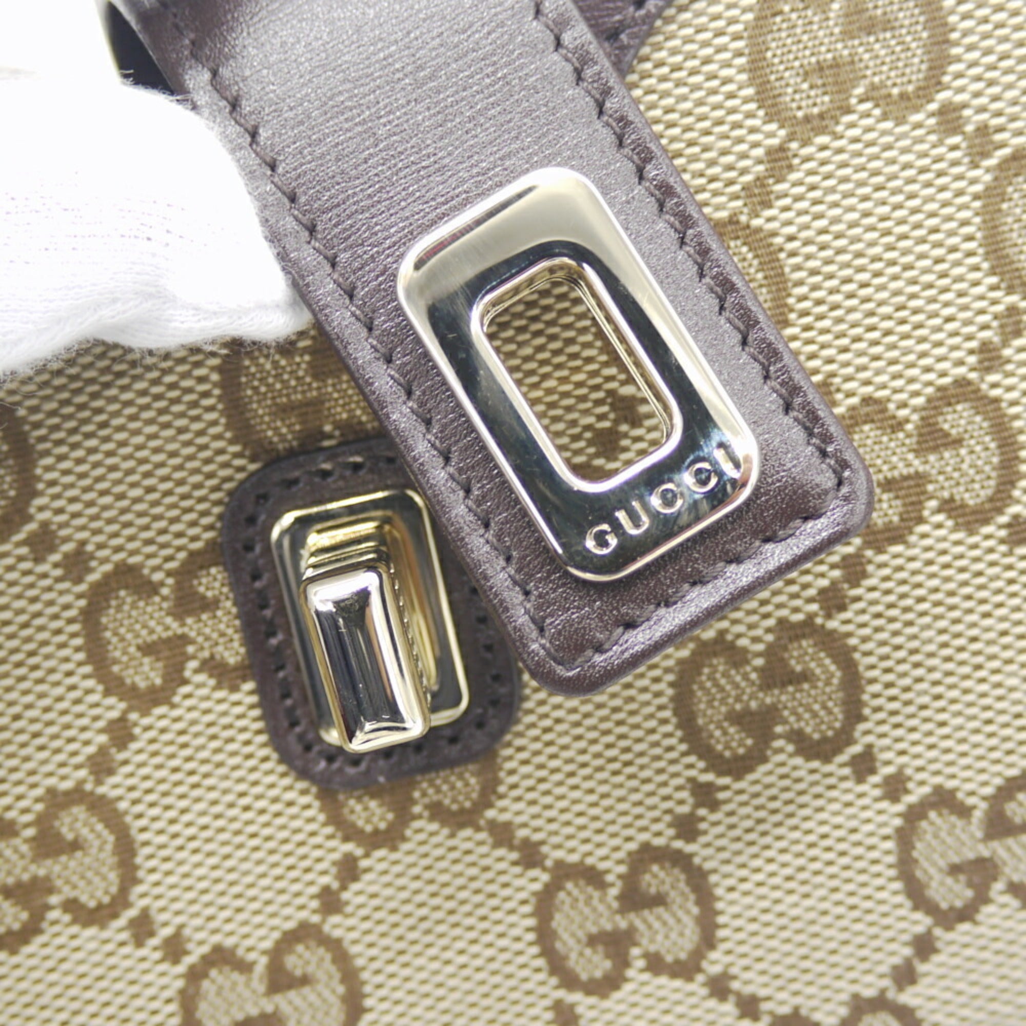 GUCCI Moonside Mini Shoulder Bag in GG Canvas with Sherry Line, Beige, 786015 525040 — Like New