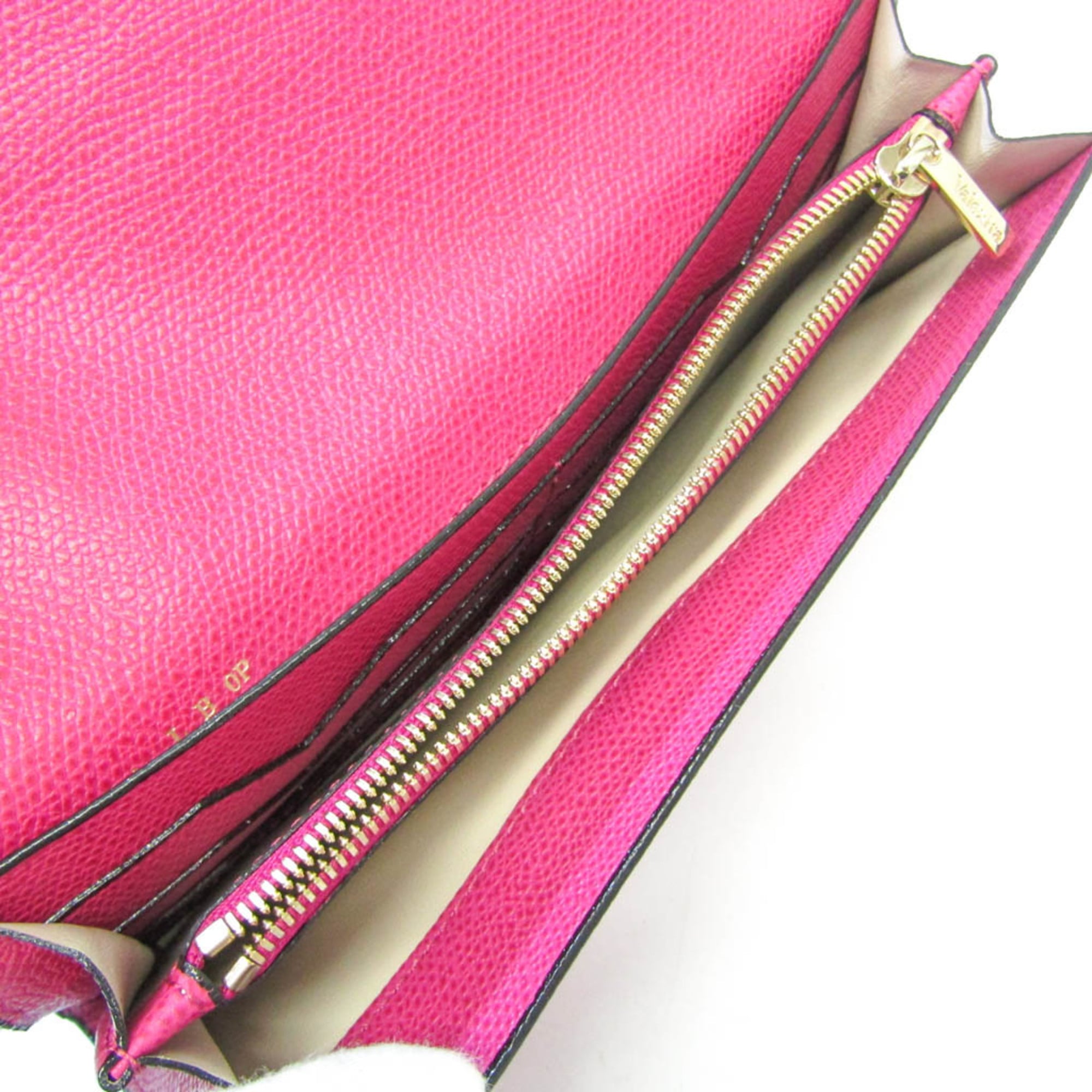 Valextra V9L18 Women's Leather Long Wallet (bi-fold) Pink