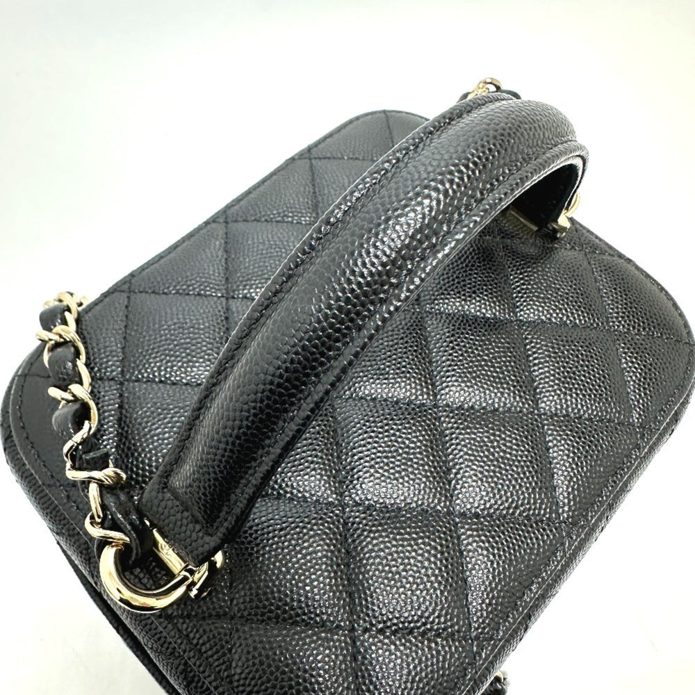 CHANEL AS2362 Coco Mark CC Matelasse Quilted Chain Bag Shoulder Handbag Vanity Caviar Skin Women's Black G-231125-90 — New - Store Return
