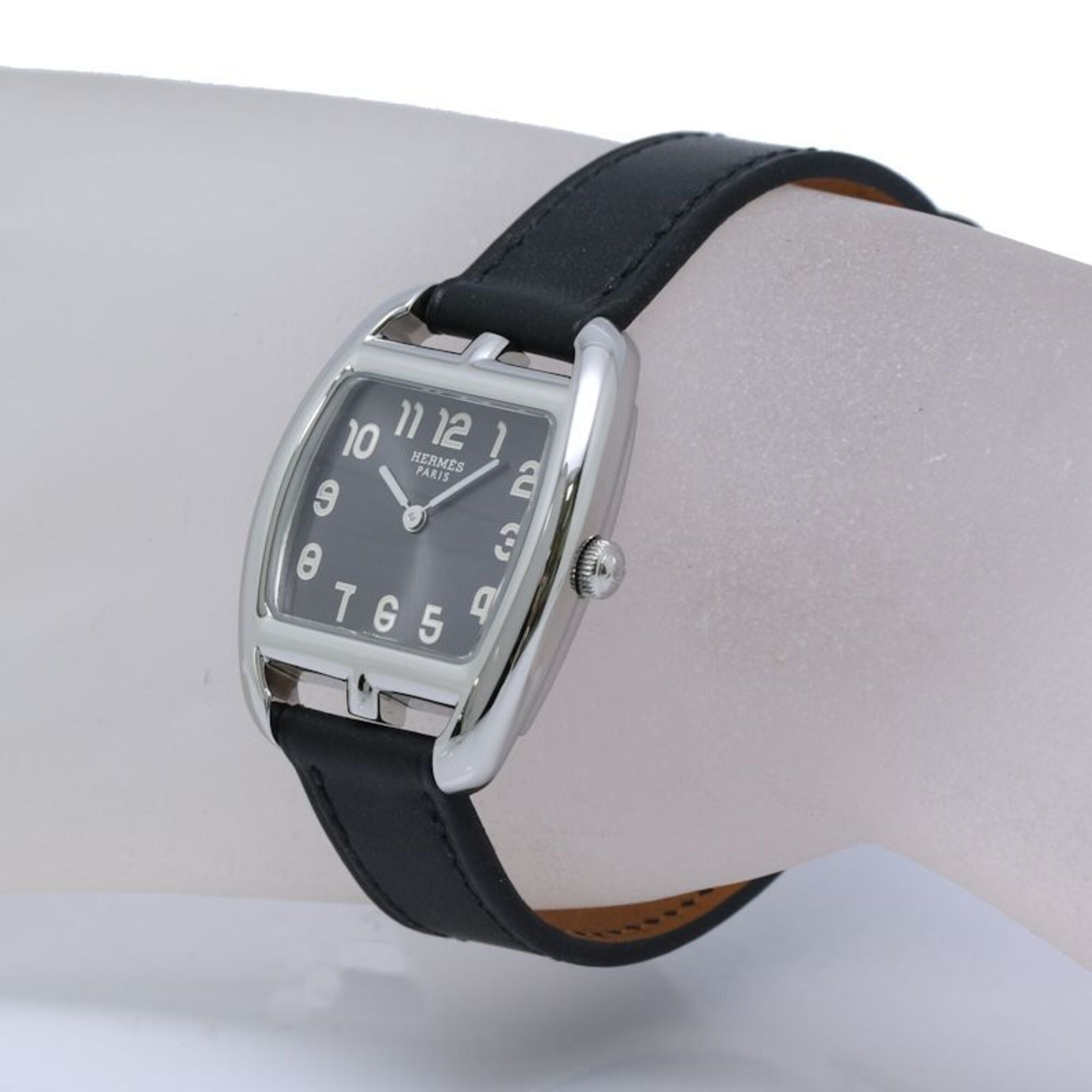 HERMES Cape Cod Tonneau CT1.210.230 VBN 034326WW00 Women's Watch Stainless Steel x Cowhide Leather 40560 — Like New