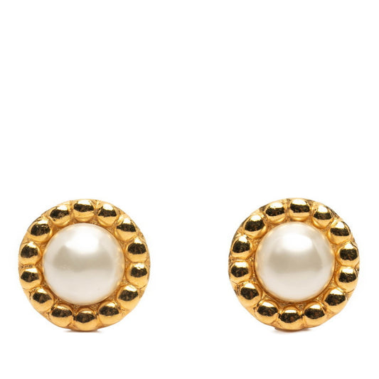 Chanel Earrings, Gold Plated, Faux Pearl, Women's, CHANEL