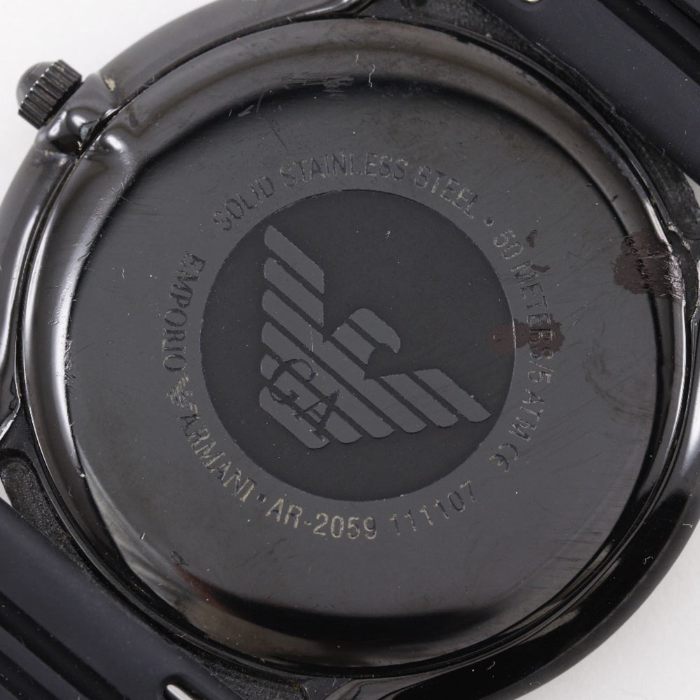 Emporio Armani AR-2059 Men's Watch, Stainless Steel x Rubber, Quartz, Analog, Black Dial — Good
