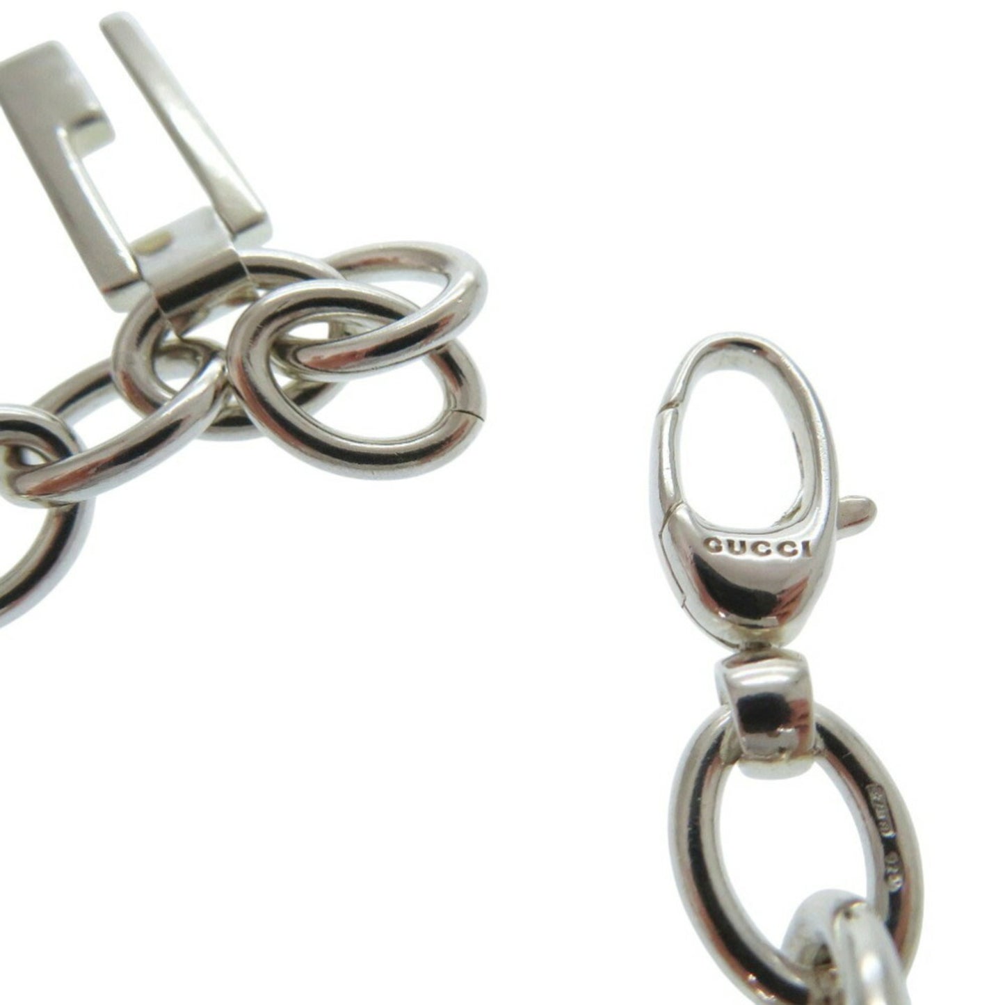 Gucci Multi G Drop Charm Dog Tag Bamboo Bracelet Silver 925 0547GUCCI