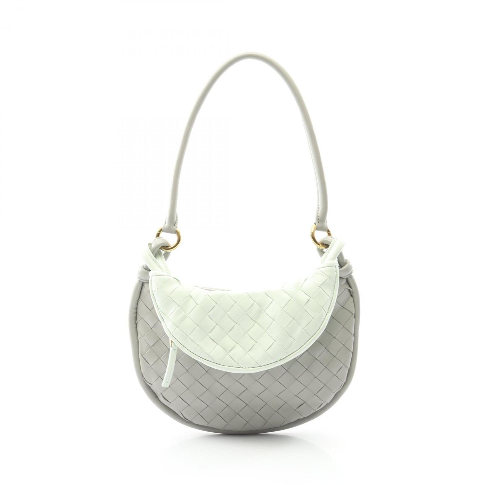 Bottega Veneta Small Gemelli Intrecciato Shoulder Bag, Leather, Women's, Gray and Green