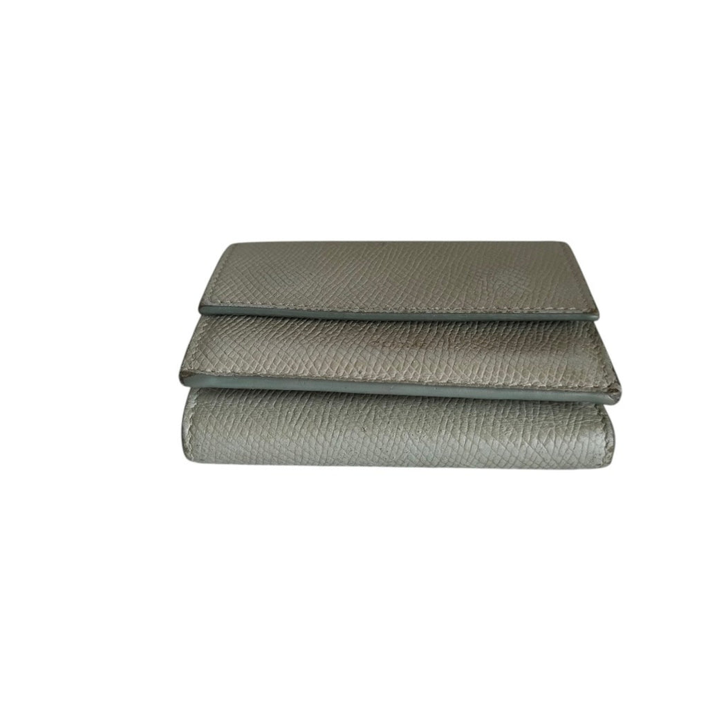 CELINE Folded Compact Wallet, Leather Tri-fold Gray, Women's