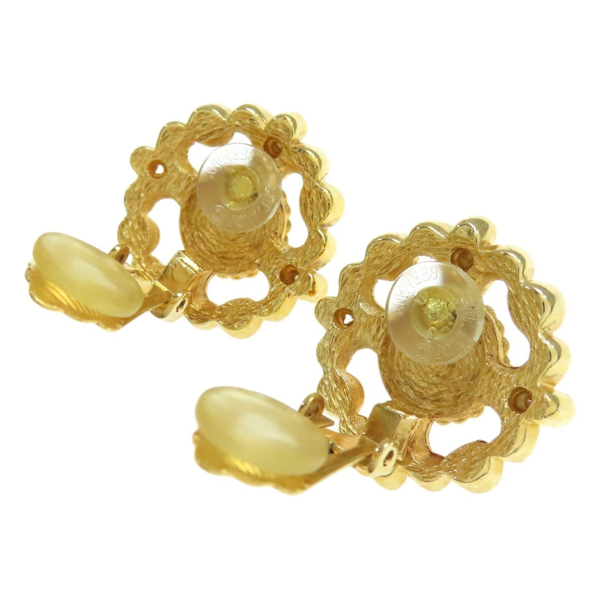 Christian Dior Jeweled Faux Pearl Earrings, Metal, Women's, CHRISTIAN DIOR